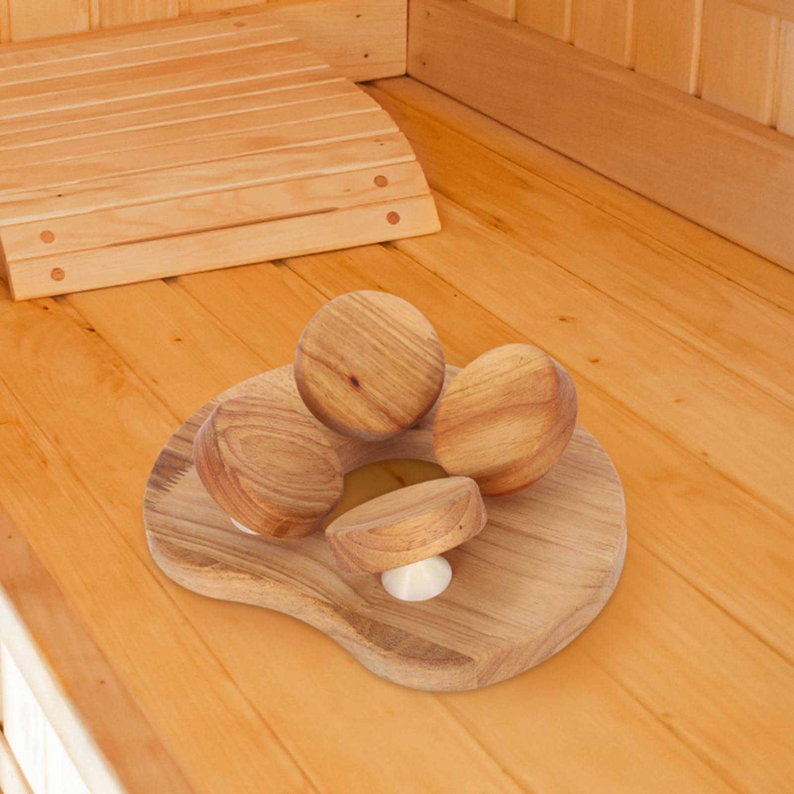 HOMSFOU Ergonomisches Saunaholzkissen aus Solidem Holz
