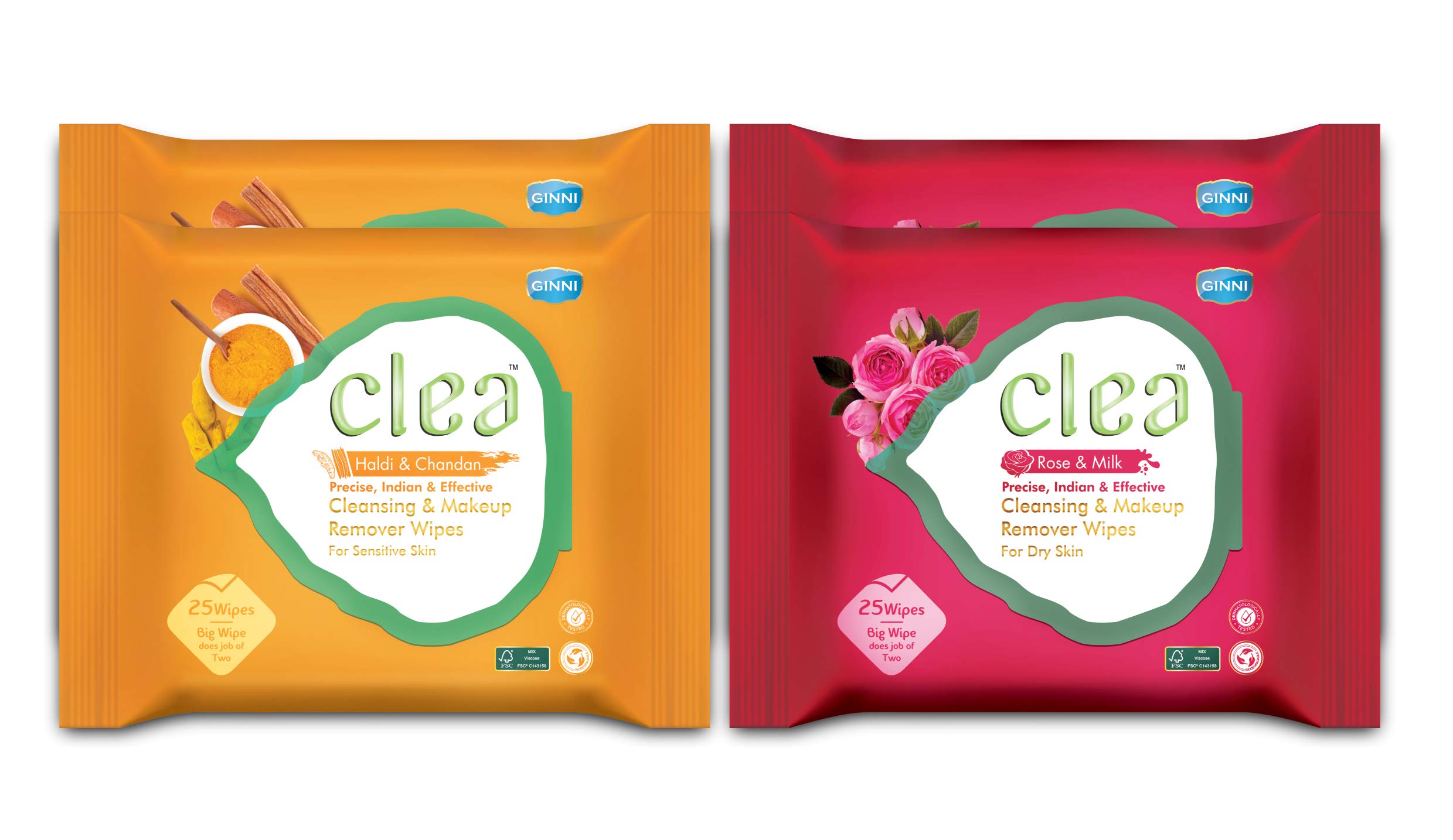 Clea Cleansing & Refreshing Wipes Makeup Remover Wipes Wet Wipes for Face Moisturizing (25 Wipes/Pack) Pack of 4 (100 Wipes)(Rose-milk & Haldi-Chandan)-image-33