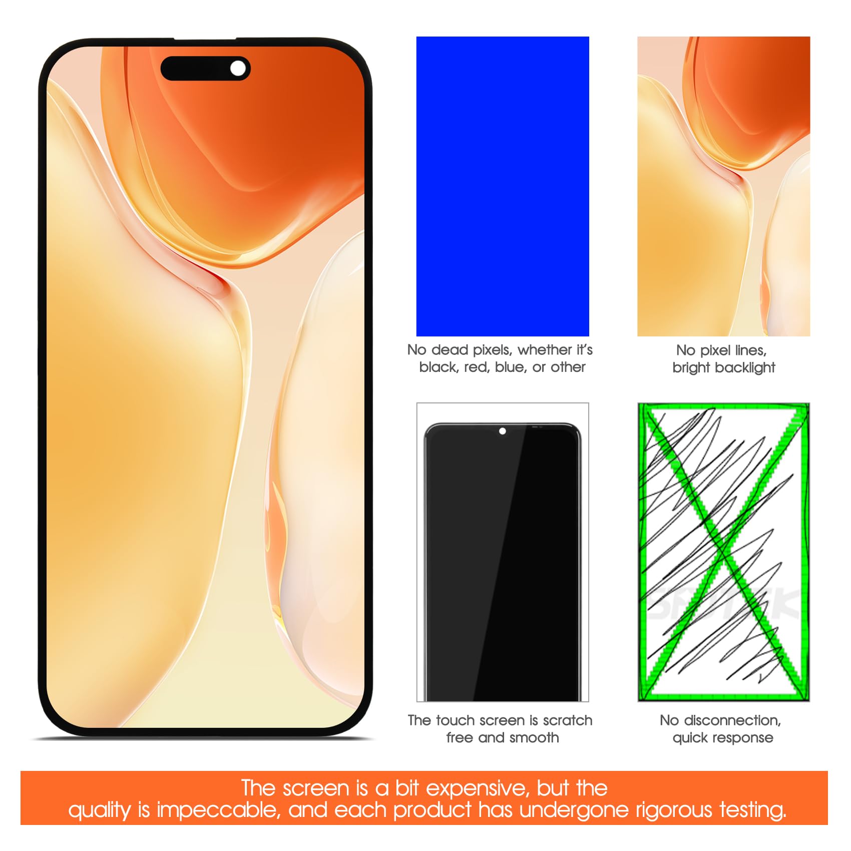 Pantalla de repuesto para iPhone 14 Pro Max, pantalla LCD, digitalizador de pantalla táctil A2894, A2893, A2895, piezas de reparación con herramientas (negro)