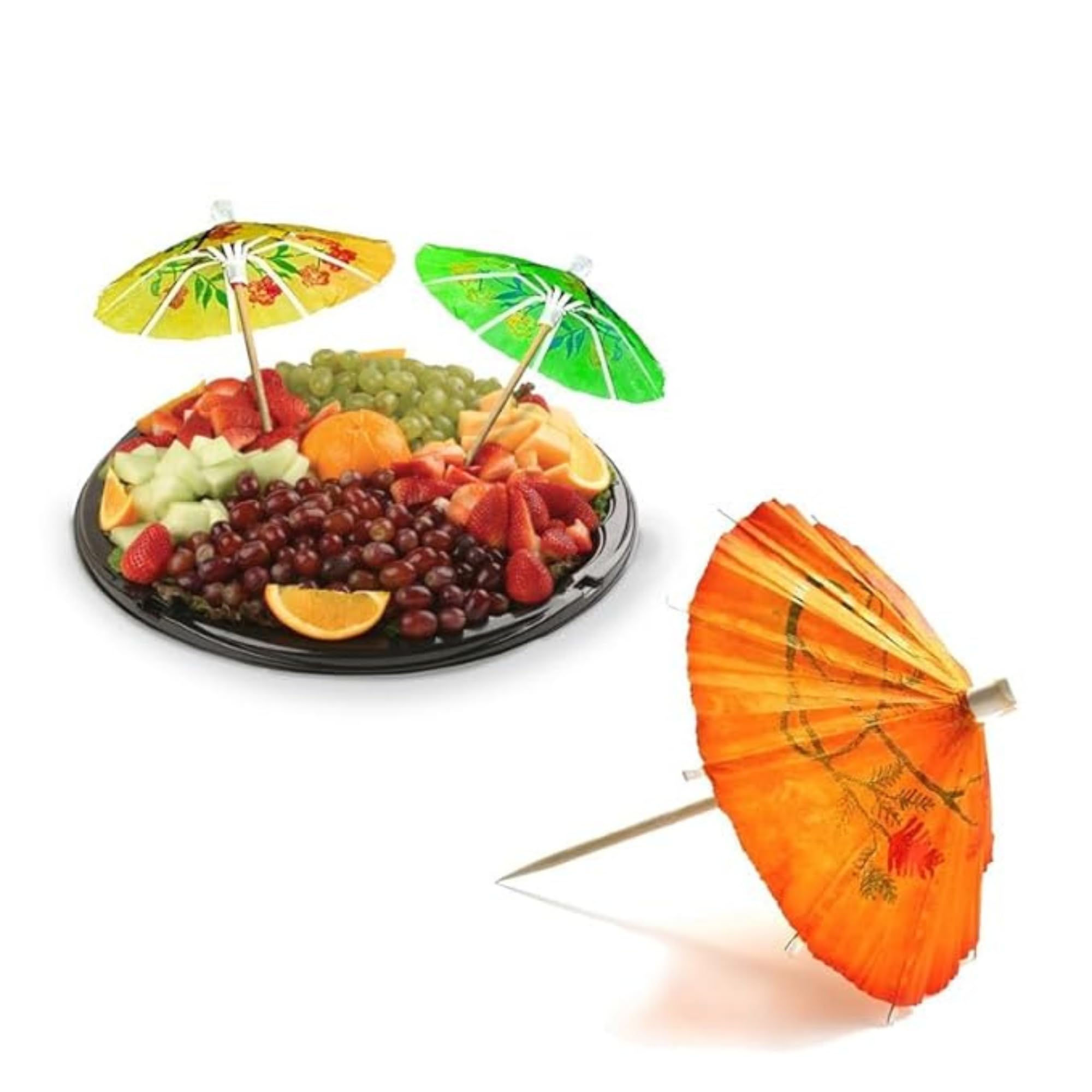 Unify EcoHomes 50 Pieces Umbrella Toothpick | Tropical Hawaiian Topper | Wooden Bamboo Luau Sticks | Cocktail Decorative | Snack Cakes Fruit Bar Café Home Party Supplies