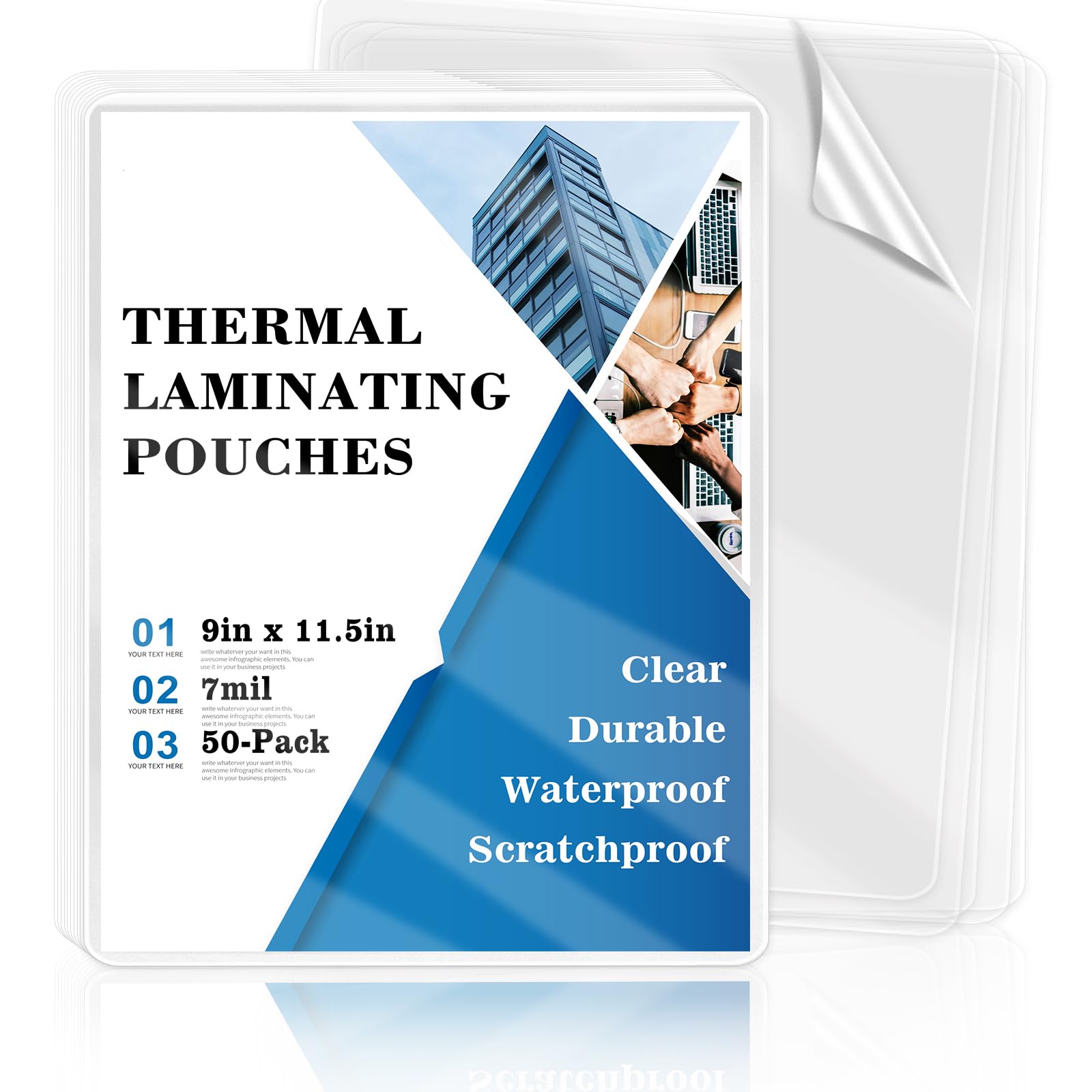 50 Pack 8.5x11inch 7mil Letter Size Laminating Sheets Thermal Laminating Pouches Paper Laminator Sheets File Card Laminator Pouches 8.5x11inch for Permits Cards File Photos
