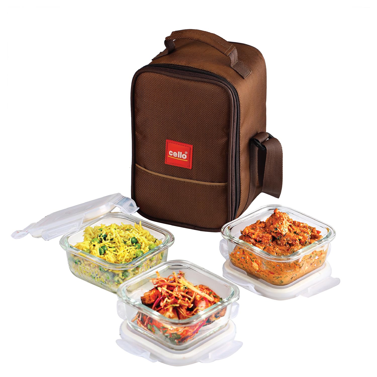 CELLO MF Glassy Seal O Fresh Glass Lunch Box Set of 3 Square Containers, 350ml Each with Jacket | Microwavable Borosilicate Glass | Leak Proof Design | Tiffin for Office/School/College | Transparent (B0BF98ZYZ6) Amazon Price History, Amazon Price Tracker