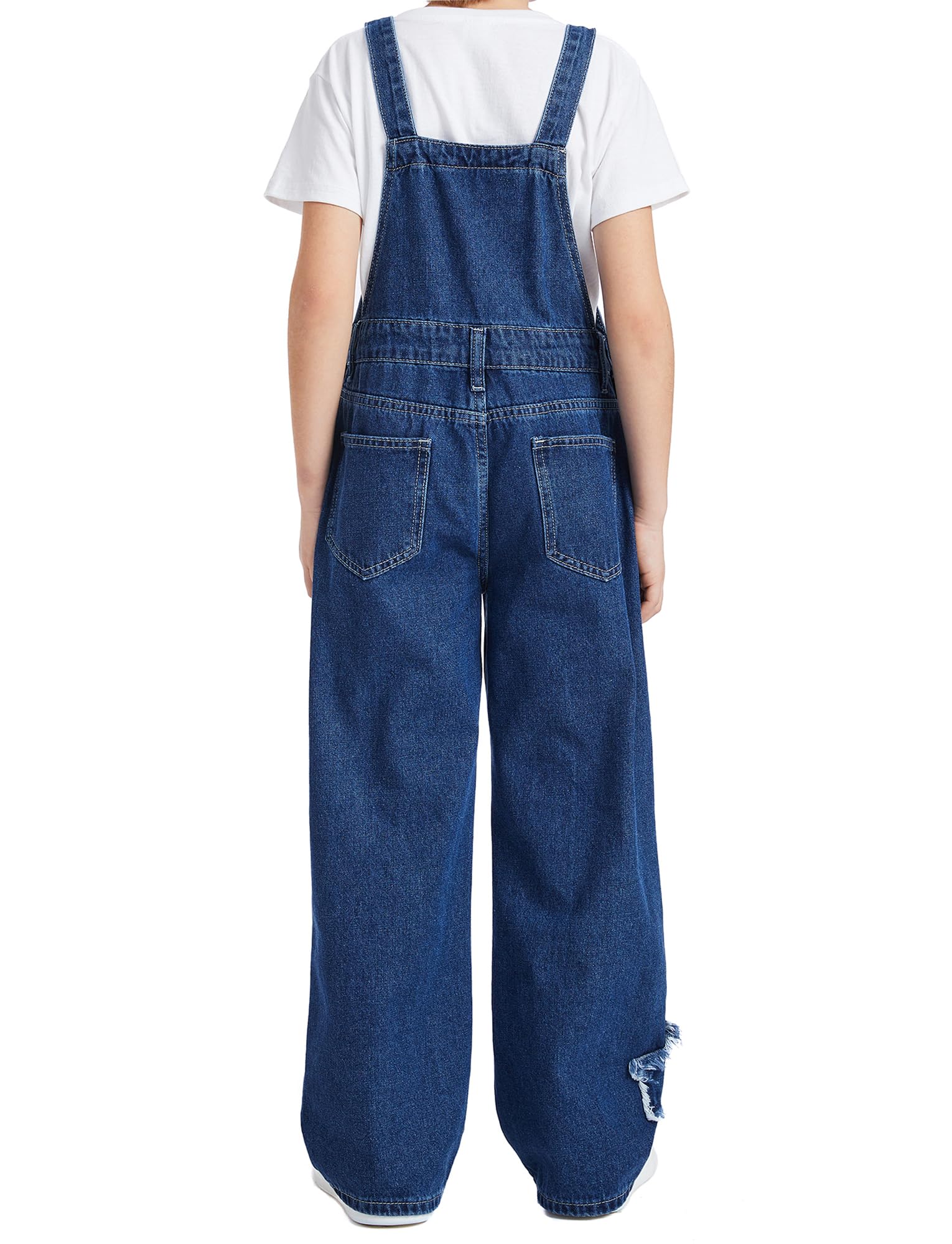 Maeau Peto vaquero para niños y niñas de 7 a 12 años, vaqueros con pierna ancha, moda mono holgado, pierna recta, pantalones vaqueros holgados, cintura elástica, cómodos, suaves