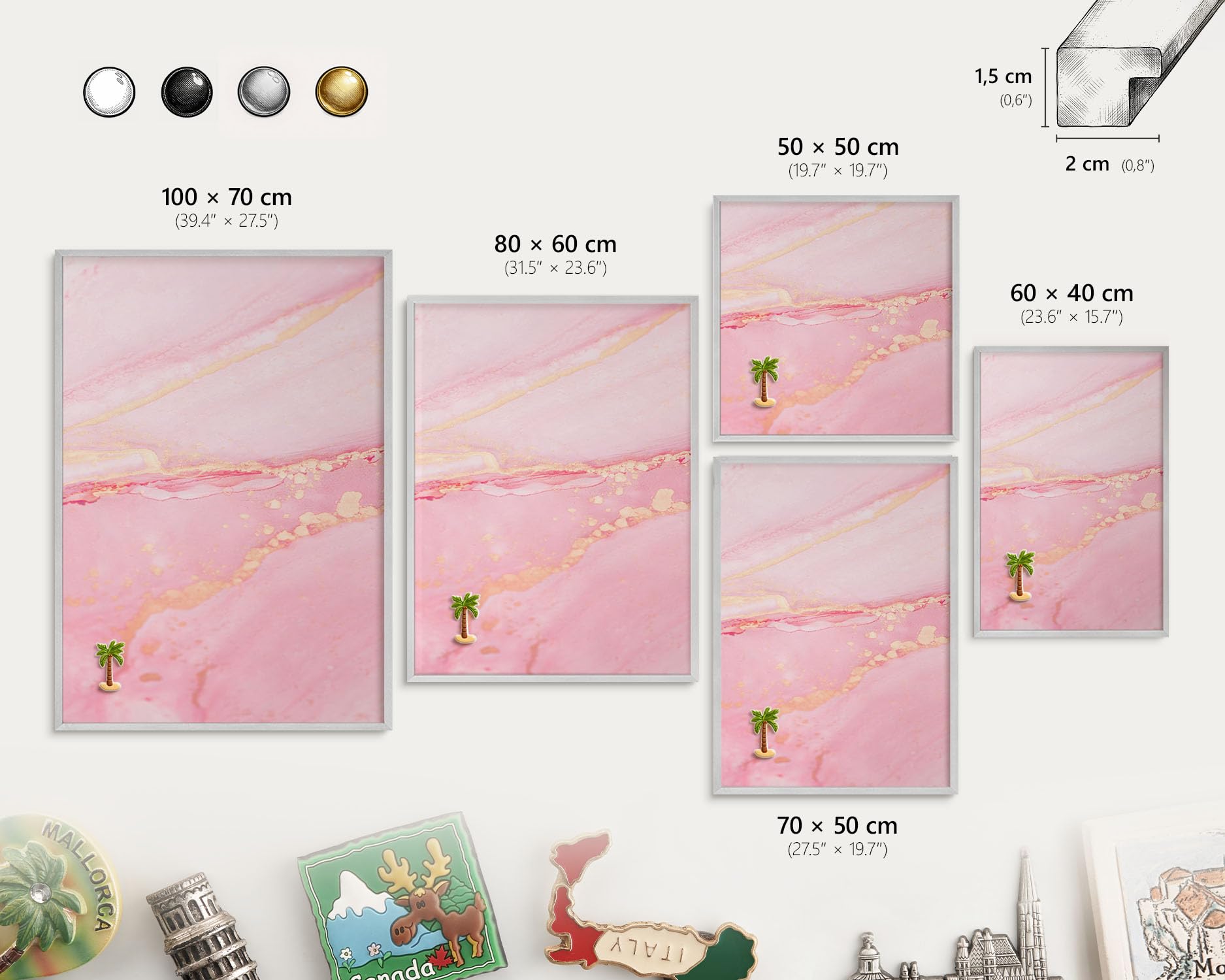 Panel Magnético Informativo 80x60 cm | Marco Plateado | Elegancia Rosa | Montaje Fácil | Pizarra de Pared | Para Restaurante y Bar | Expositor para Menú, Ofertas del Día