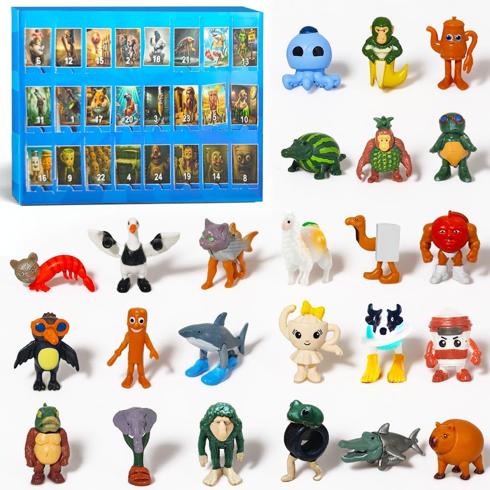 Italian Brainrot Advent Calendar 2025 with 24 Action Figures Surprise Daily Doors with Tralalero Tralala and Tung Tung Tung Sahur for Children Christmas Calendar Surprise Toy