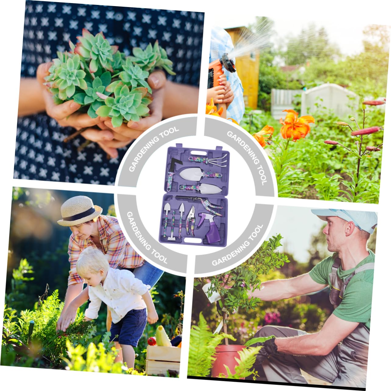 TOYANDONA 10 Pièces Outils De Jardinage avec Râteau Cisaille Pelle Kit De Jardinage Robuste Outil à Main Ensemble De Travaux