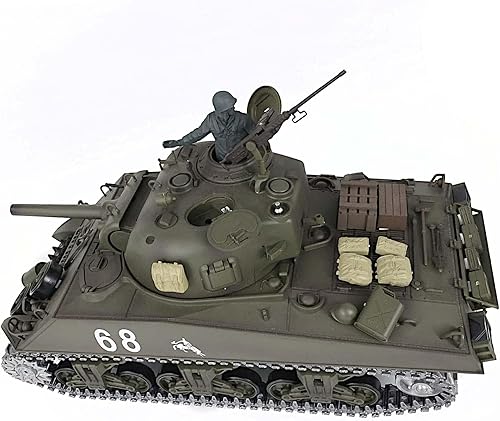 Miniatura 4 de POCO DIVO Sherman M4A3 US Army Tank, 116 RTR RC Modelo Militar, Heng Long 3898 MS Edition Upgrade Steel Gear Metal Track Sprocket Rueda tensora,