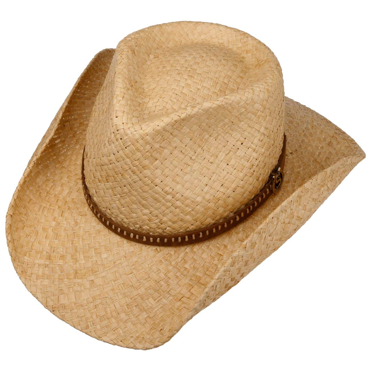 Stetson Fair Oaks Western Sombrero Estilo Vaquero Rafia Banda de Piel Unisex Primavera Verano