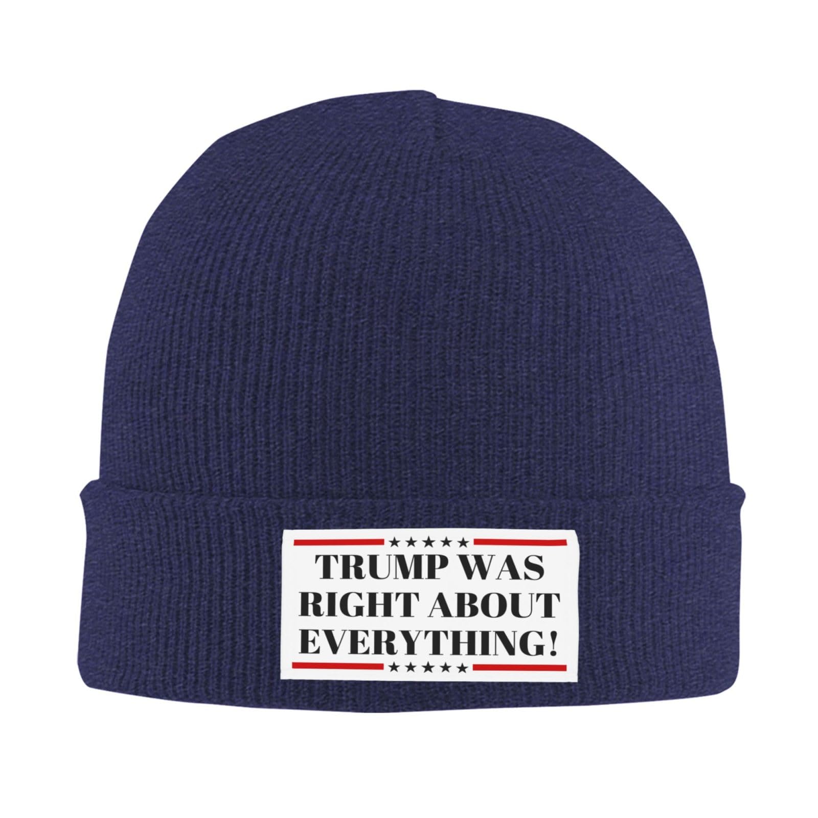 Anceky Unisex Navy Blue Trump Was Right About Everything Knit Hat Donald Trump Was Right 45 47 President Dark Beanie Brimless Cap