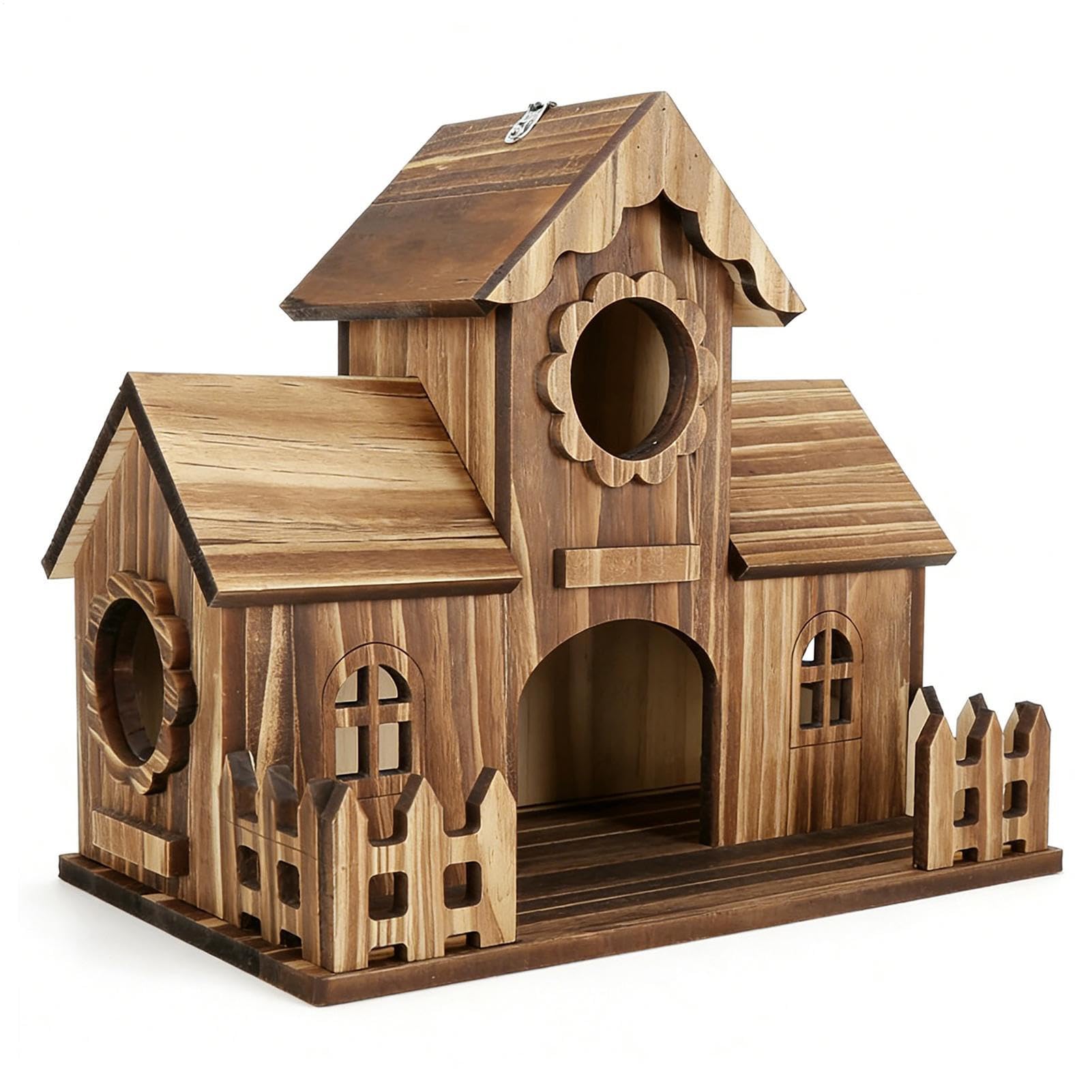 Maison pour extérieur en bois rustique : nichoir naturel pour jardin