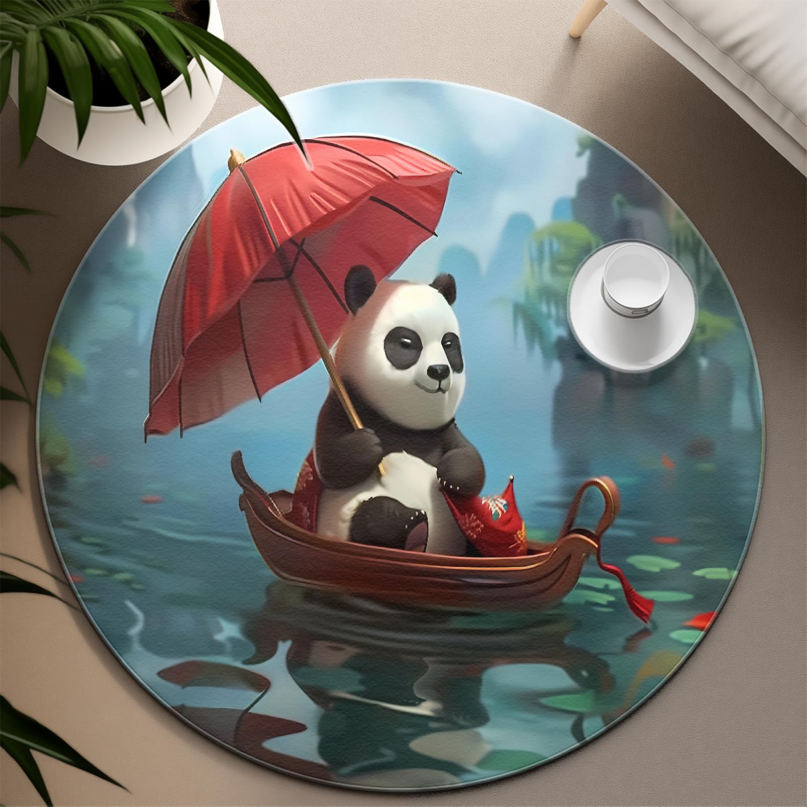 Tapis panda sur son bateau pour décorer le salon et la chambre d'enfant moderne