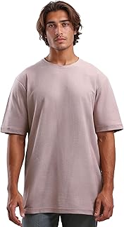 ريفين تيشرت صيفي سهل الارتداء باكمام للكوع للرجال - روز غامق عصري