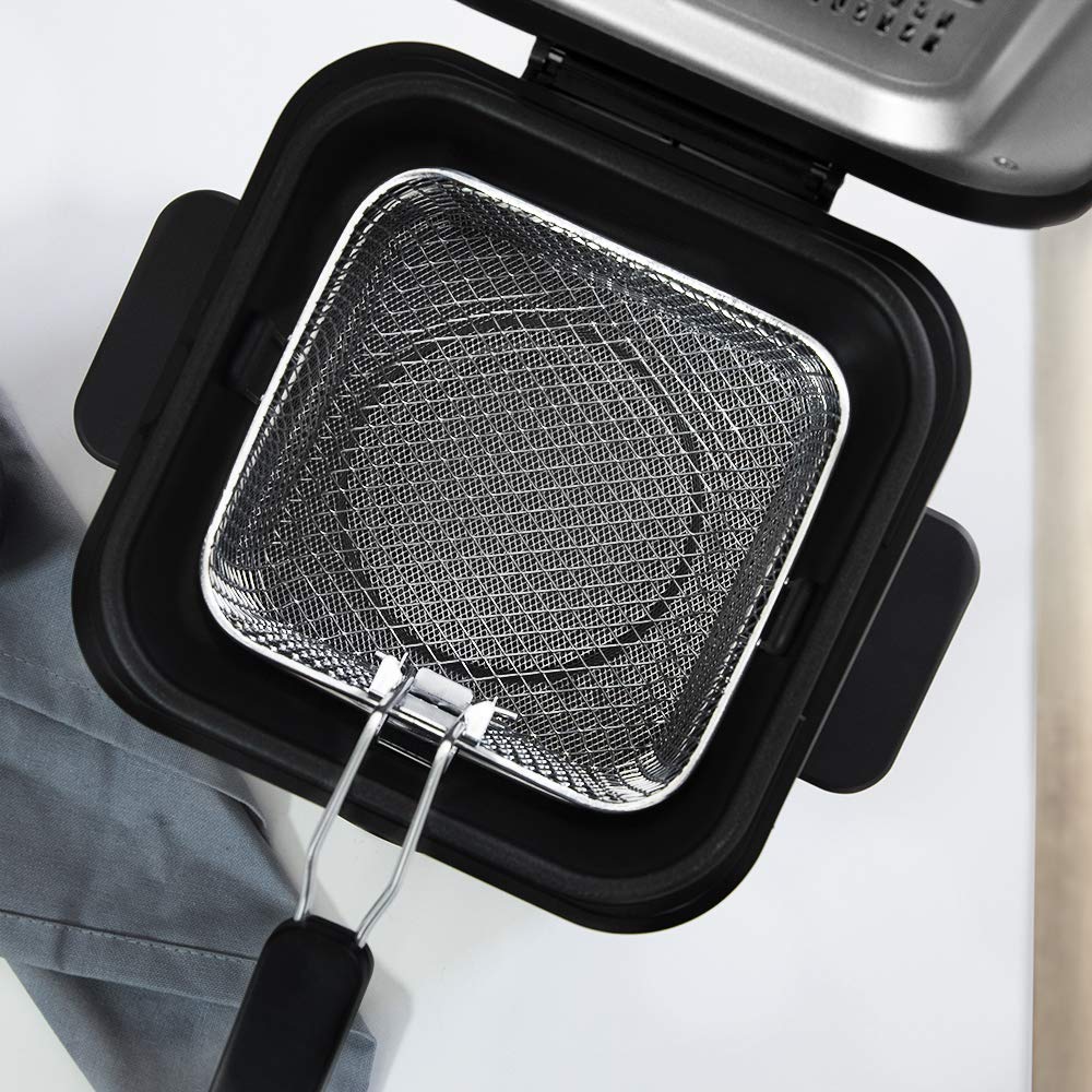 Cecotec Friteuse Électrique CleanFry Infinity 1500. 1.5 L, Jusqu’à 190 ºC, Cuve émaillée, Filtre OilCleaner, Finition en Noir, 900 W.