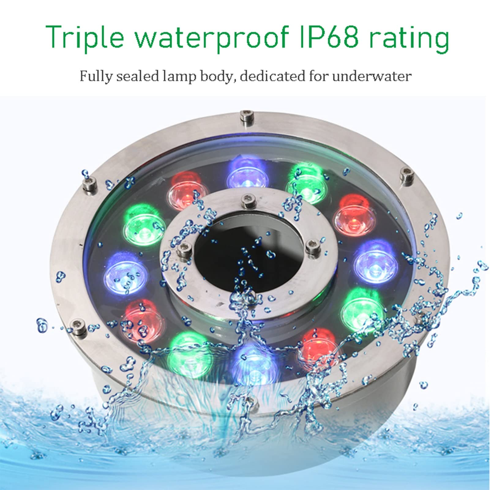 RGB Luce della Fontana con Telecomando - Sommergibili Luci Piscina IP68 Impermeabile LED Luci Piscina per Acquari Nozze Halloween Parco Luci Decorative, AC 12/24V