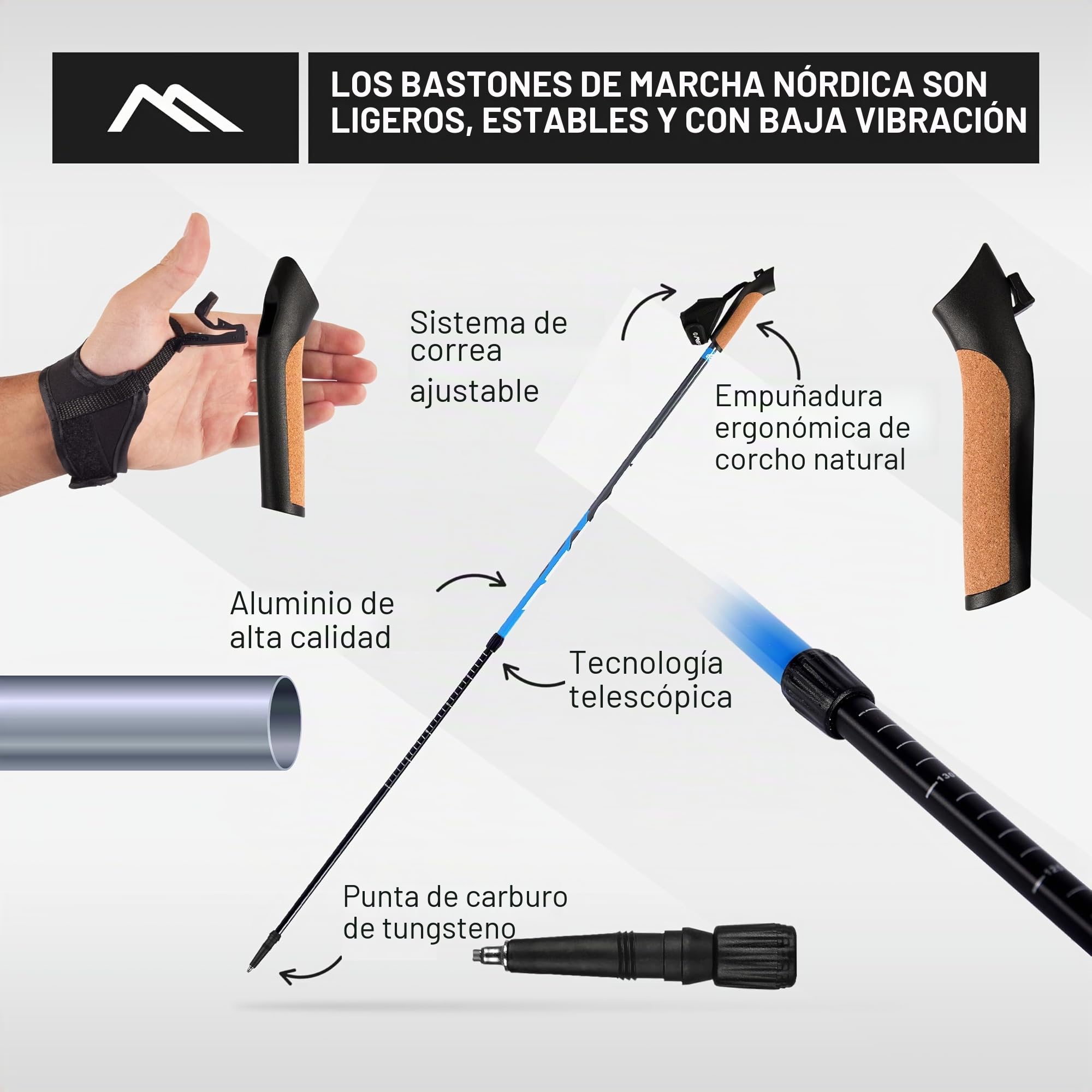 Bastones Premium Marcha nórdica - Ultra Ligeros - seleccionables con bolsa