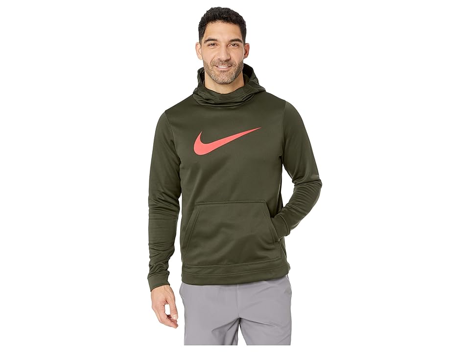 

Nike Therma Hybrid Pullover Hoodie (Sequoia/University Red) Men's Sweatshirt, Olive