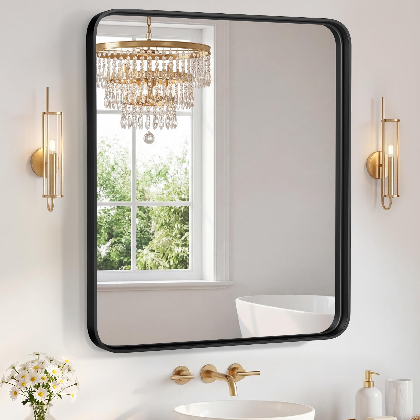 Sweetcrispy Bathroom Mirror 40x36 Inch, Vanity Mirror for Wall