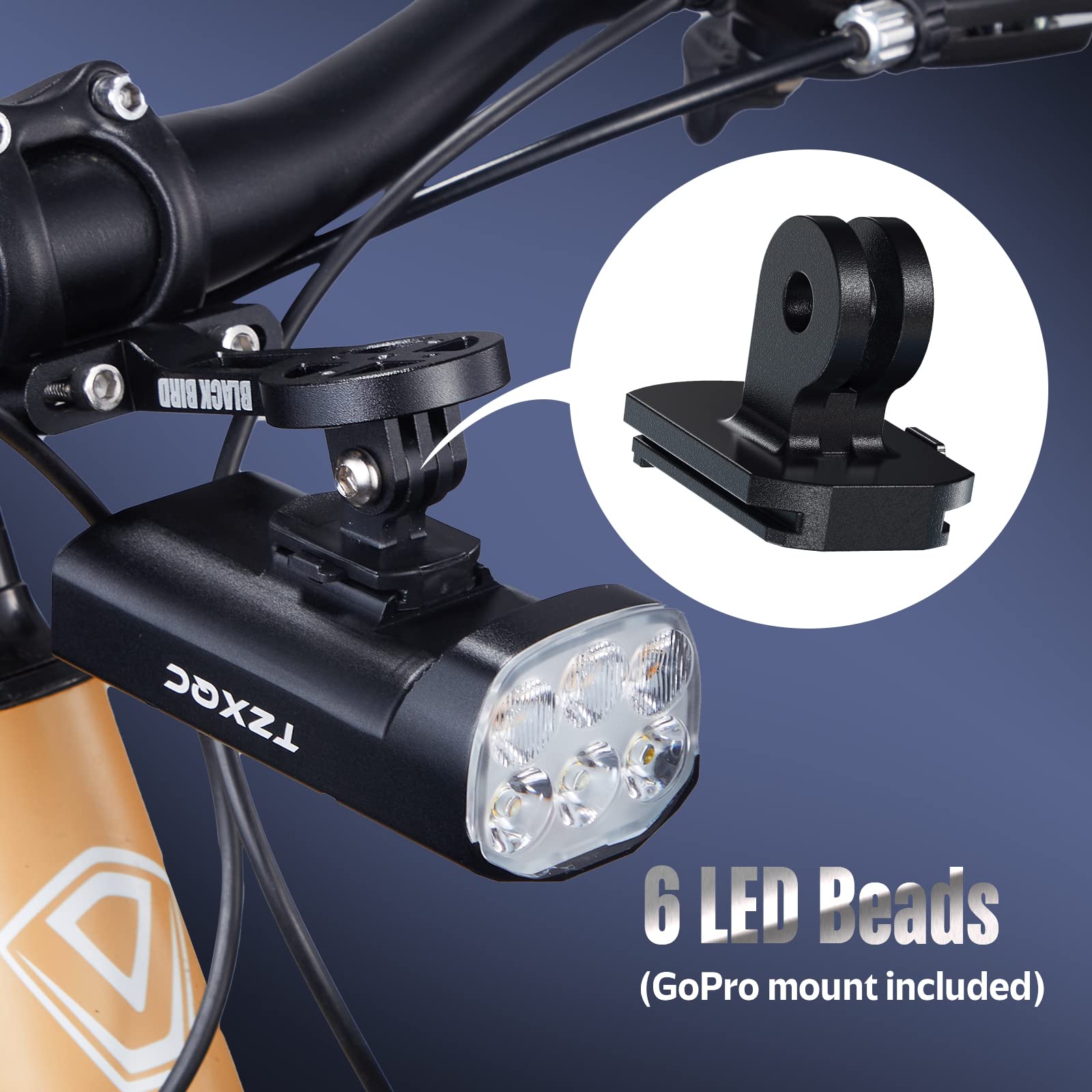 Set di fanali anteriori e posteriori per bicicletta da 2000 lumen, potenti progetti a LED da 270,7 m, 60 ore e 10.000 mA, carica batteria del telefono, robusta lega di alluminio, leggero, impermeabile