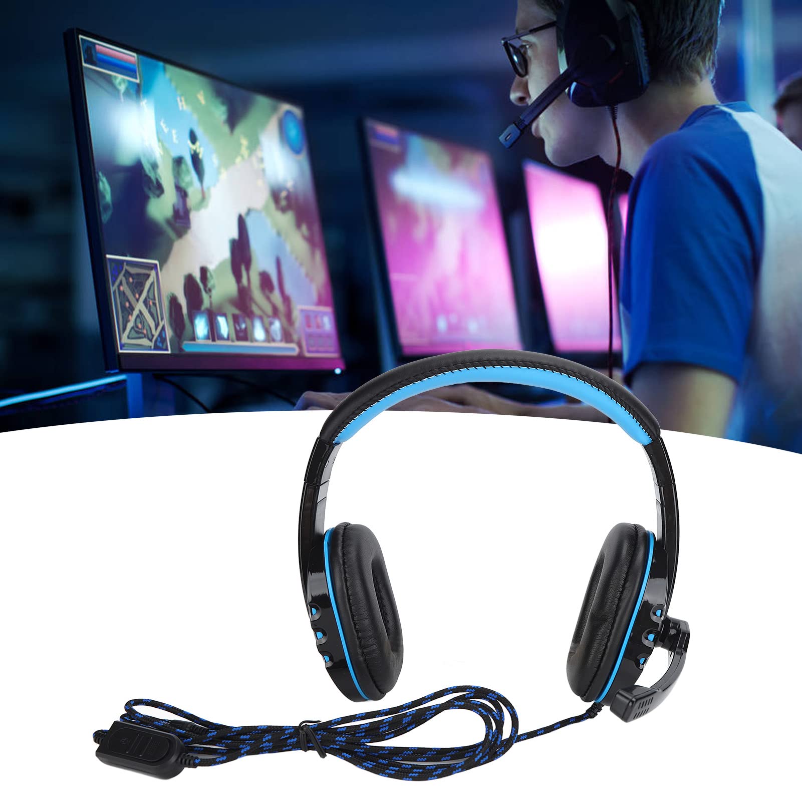 Casque de jeu filaire avec micro réglable, haute qualité sonore, HiFi, stéréo, suppression du bruit, cache-oreilles confortables, prise jack 3,5 mm, pour téléphones portables PUBG PC