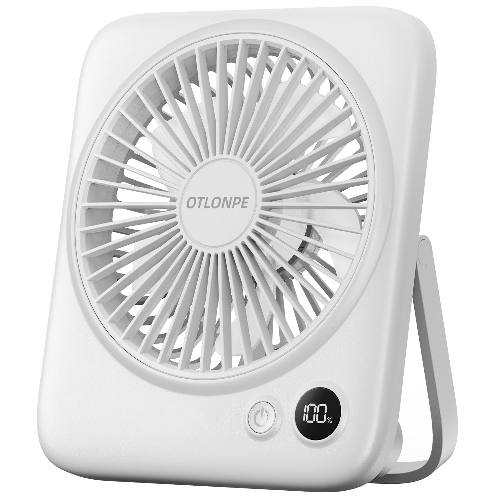 Otlonpe Small Desk Fan 6.5 Inch, 4000mAh Rechargeable Portable Fan for Travel, Slim Quiet, 7.5-22H Battery Operated, Power Bank, 4-Speed, 180° Folding, Personal Cooling for Indoor Outdoor Desktop