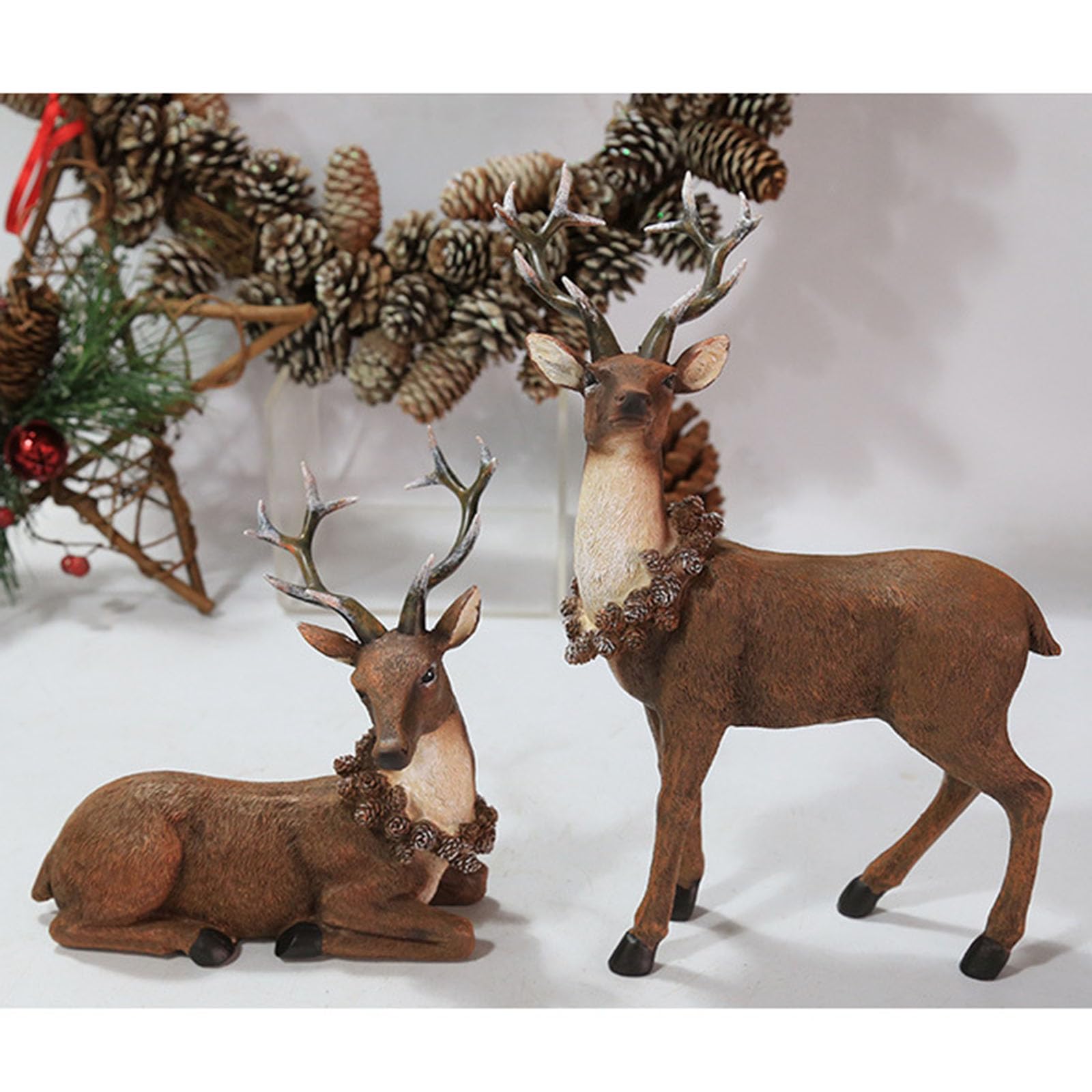 Figure realistiche di renna decorazioni natalizie cervo modello animale da collezione tavolo scrivania ornamento decorazioni per la casa regalo ornamento da tavolo