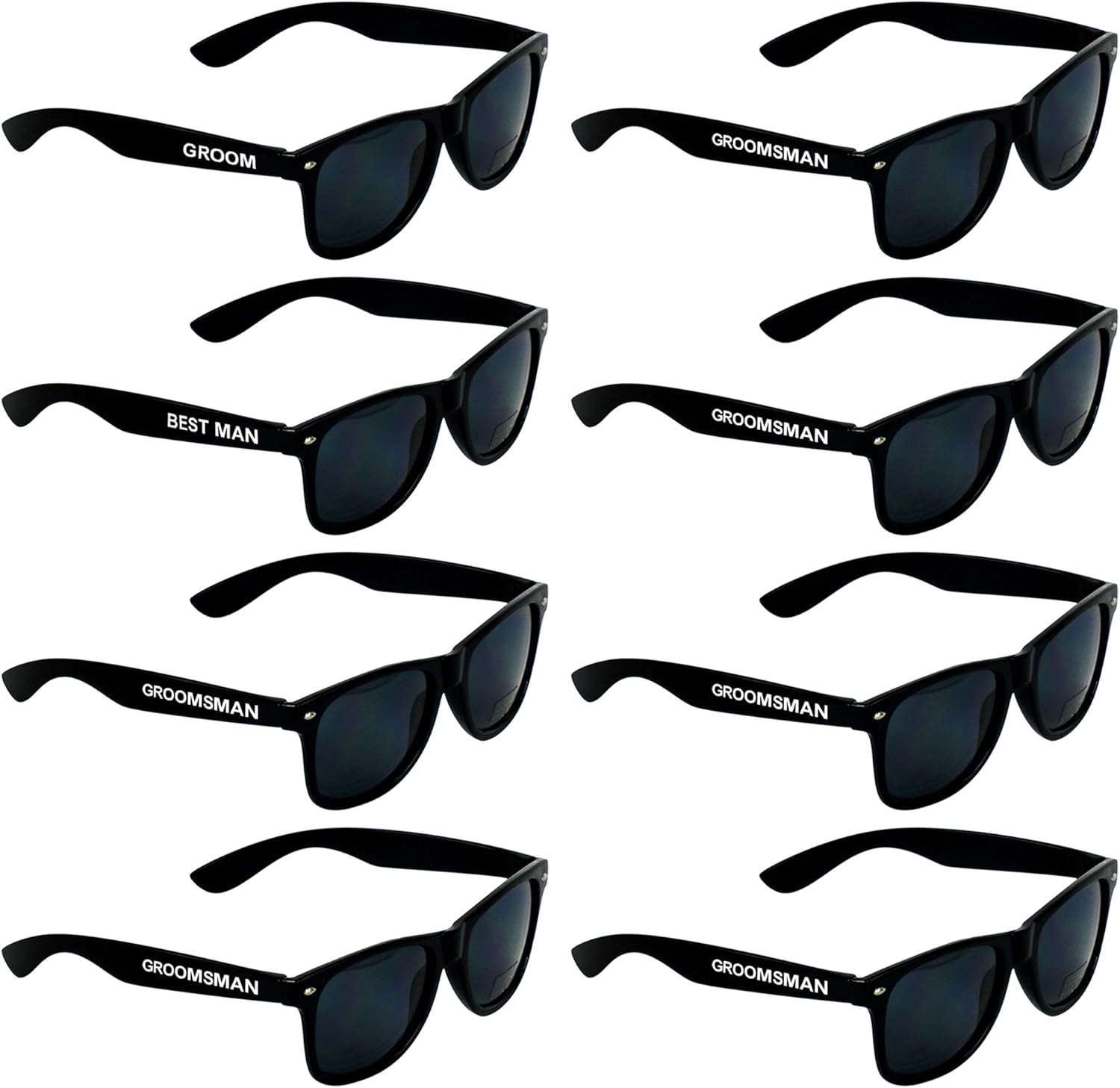 BachpartyGifts 8 Pack Groomsmen Sunglasses for Men - Wedding Sunglasses for Groomsman Proposal Gifts, Bachelor Party Favors
