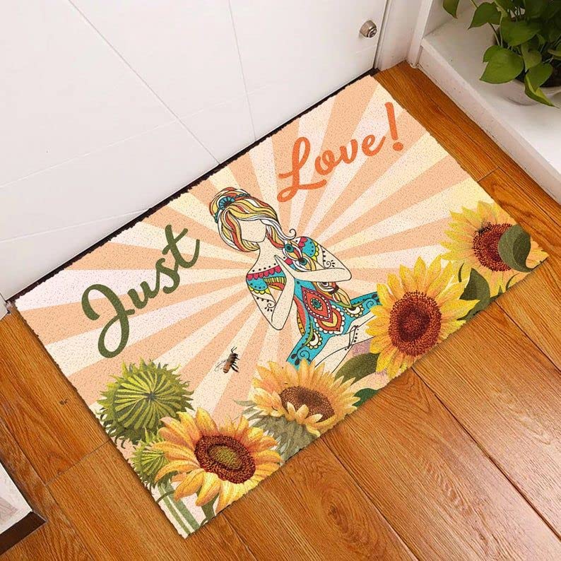 Paillasson drôle de maison Just Love tapis extérieur et intérieur antidérapant