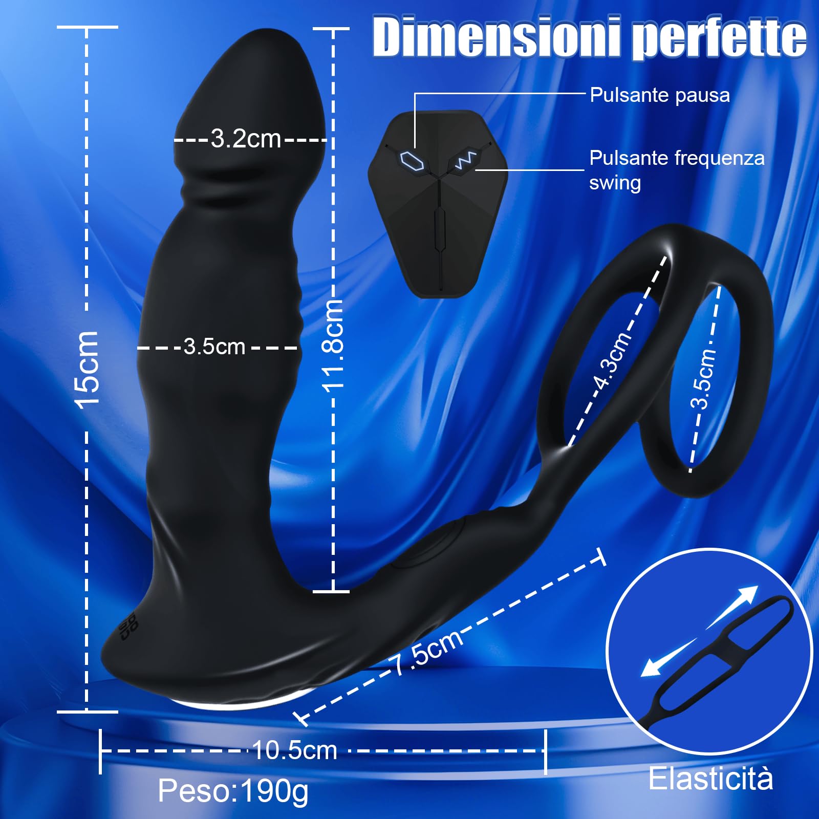 Vibratori Anali per Uomo Massaggiatore Prostatico con 9 Modalità Dildo Anale con Anello per Pene Stimolatore Prostata in Silicone Plug Anale Vibratore Uomo Coppie Sex Toys Dilatatore APP & Telecomando