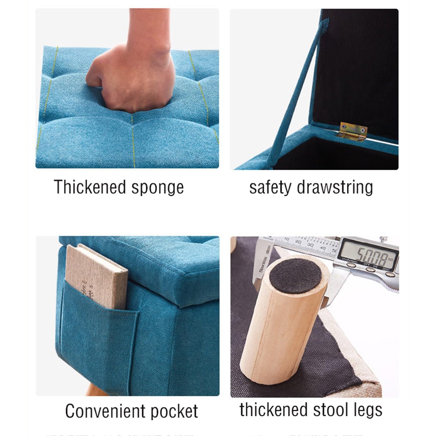 SaCLi puff contenitoreSgabello portaoggetti alla moda, poggiapiedi per divano in tessuto di cotone e lino(Color:d)