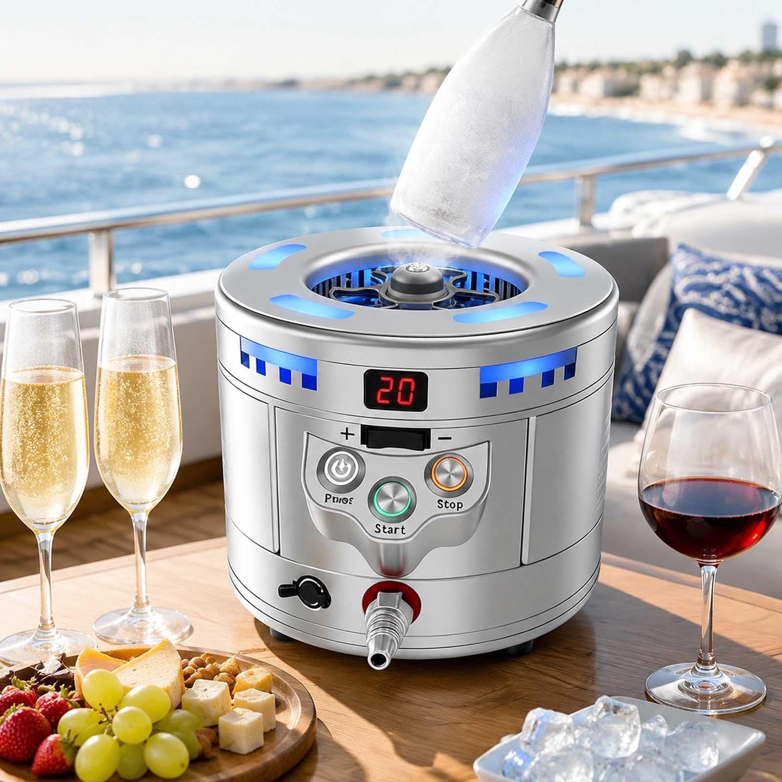 2-In-1 Glass Chiller & Dry Ice Maker, 12s Ice Making, 8s Cup Froster