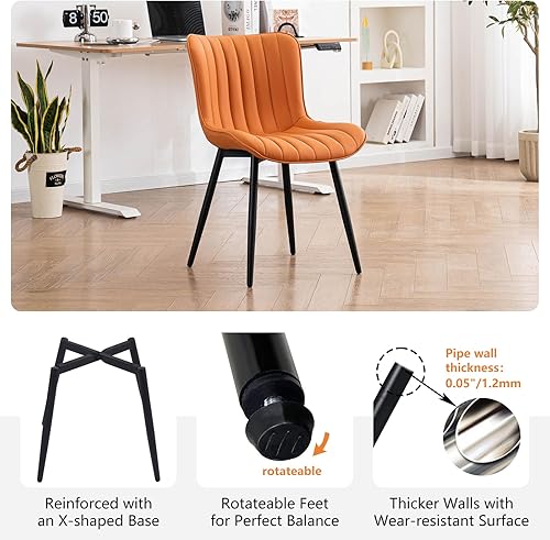 Miniatura 7 de YOUNUOKE - Juego de 2 sillas de comedor estilo de mediados de siglo moderno, color camello, sillas de cocina sin brazos, tapizadas en cuero