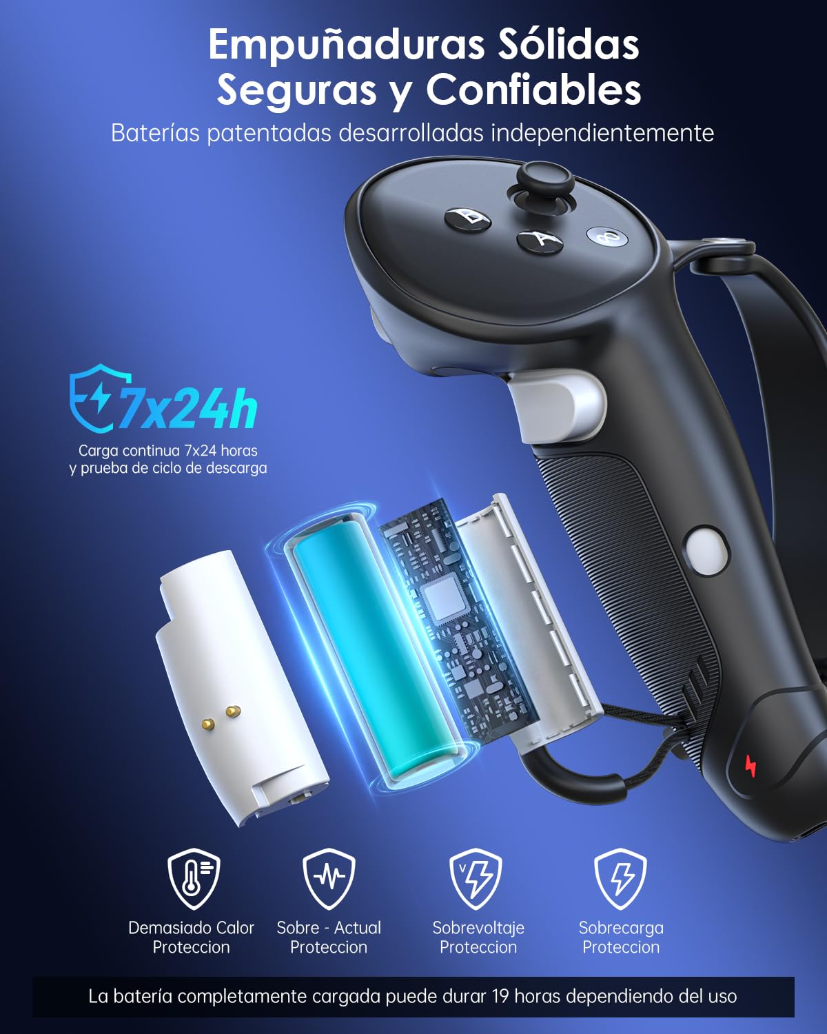Empuñaduras del Controlador de Carga para Quest 3s para Quest 3 Correas de Controlador con Batería Recargable para Quest 3s/3 Accesorios