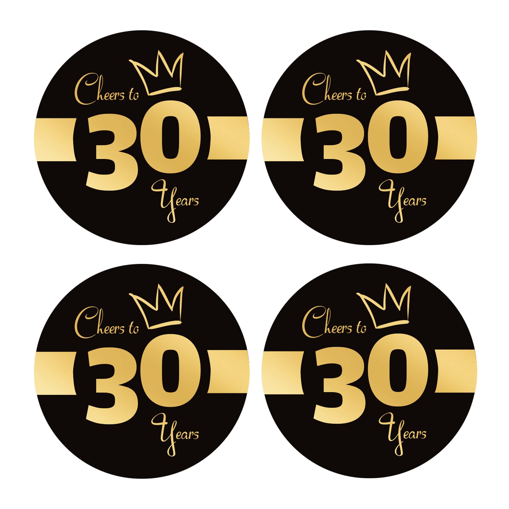Sumerk 48 PCS Black and Gold 30th Birthday Stickers 2 Inches Round Waterproof 30th Stickers for Bottles Cups Birthday Card Seal Party Favor Bags Seal