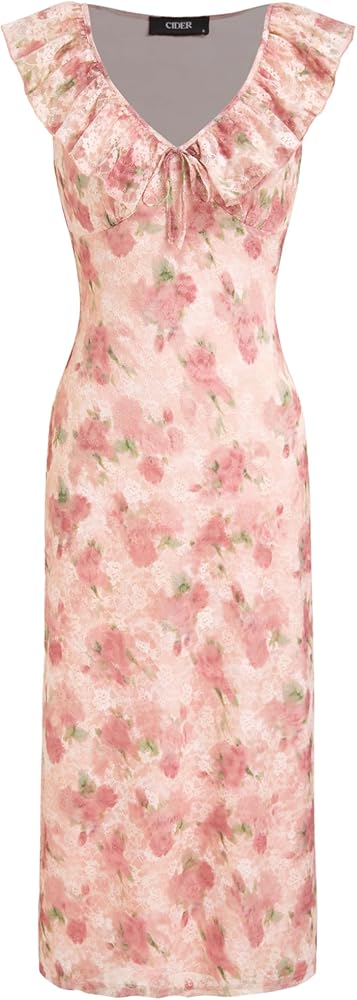 Amazon.com: CIDER Women's Summer Floral Wedding Guest Dress Formal Ruffle  Cocktail Dresses Cute V Neck Maxi Dress Elegant Outfits: Light Pink, XS :  Clothing, Shoes & Jewelry