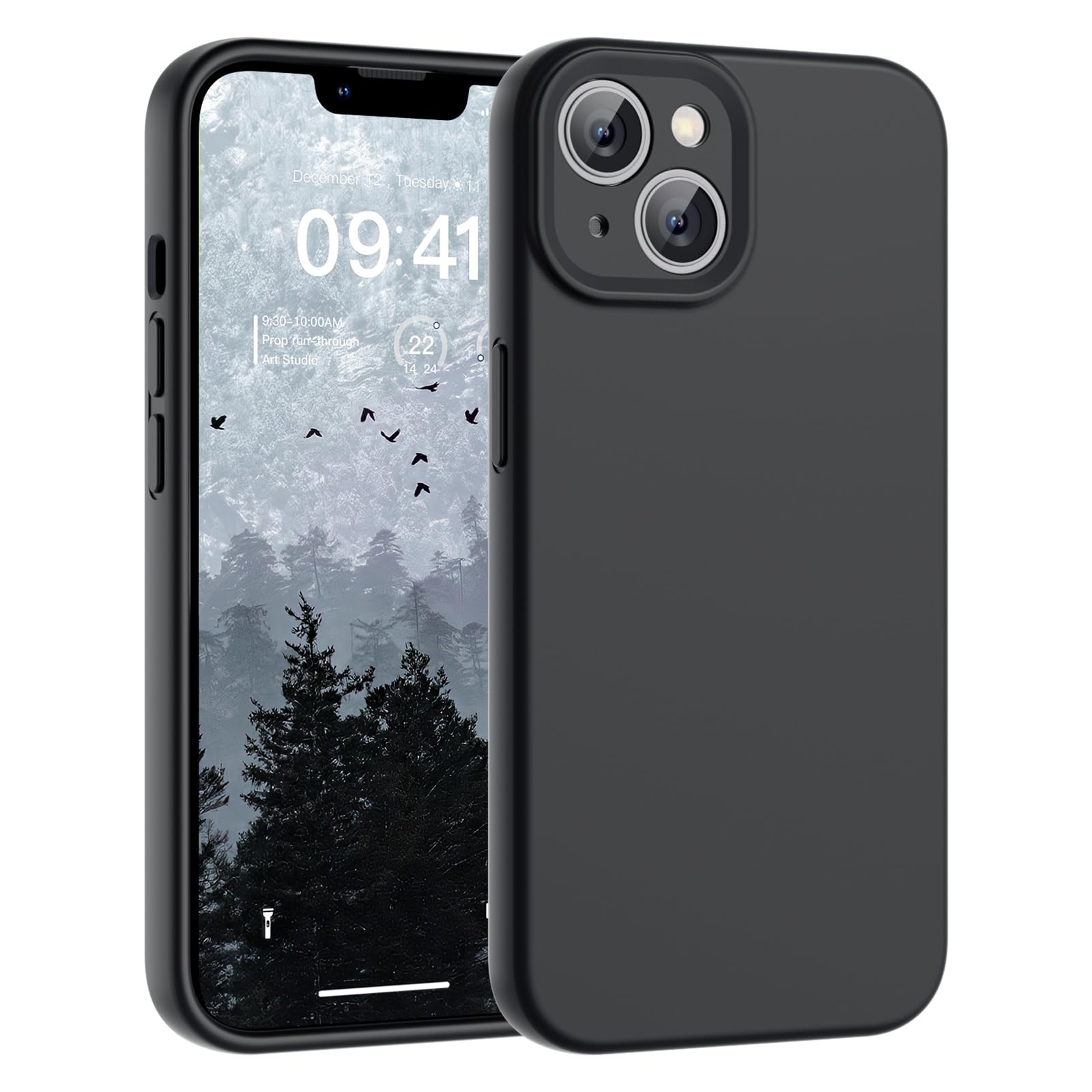 Photo 1 of SUPFINE Designed for iPhone 15 Case,Premium Liquid Silicone with [Soft Anti-Scratch Microfiber Lining][Upgraded Camera Protection] Slim Shockproof Protective Phone Case for Men Women Girls,Black
