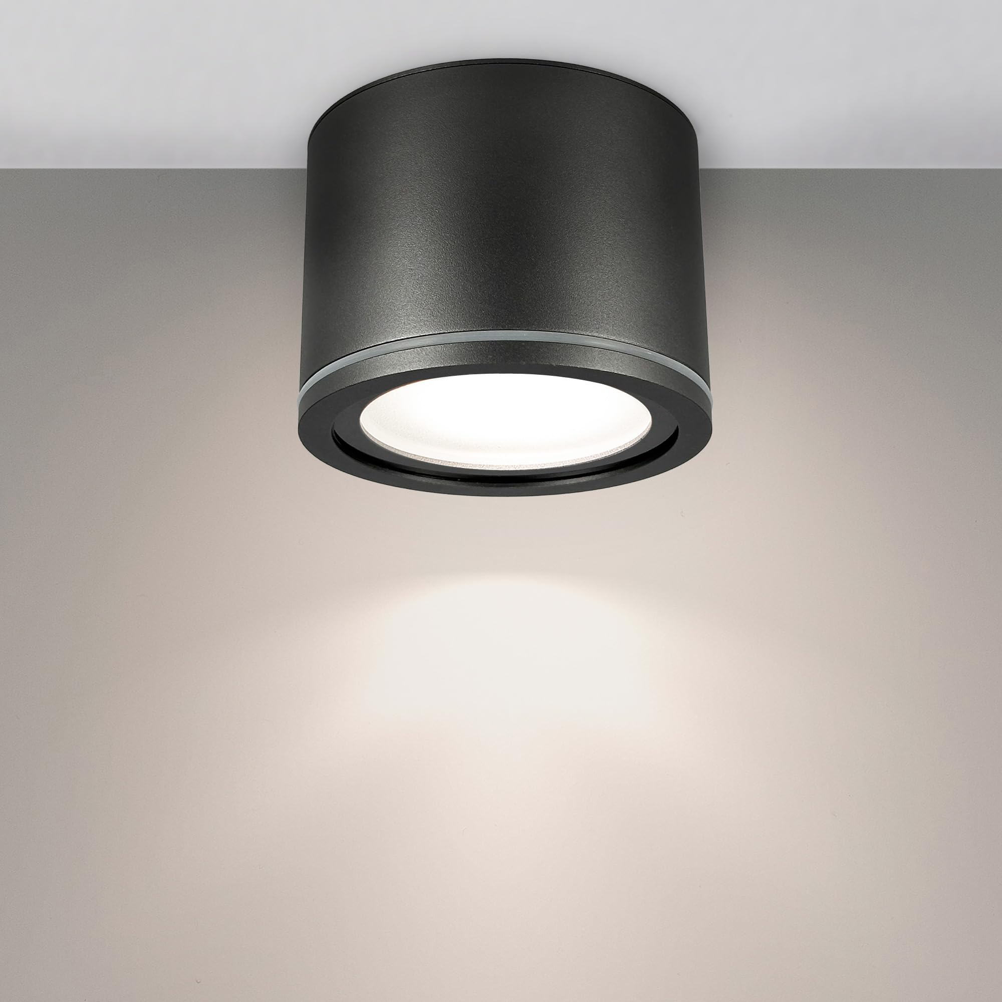 EDO Foco de Techo Superficie IP54 Exterior/Interior UMA Antracita Impermeable 230V - Ø90*60mm Moderna Lámpara de Techo Redonda de Aluminio Baño, Cocina Iluminación, Sin Fuente de Luz GX53