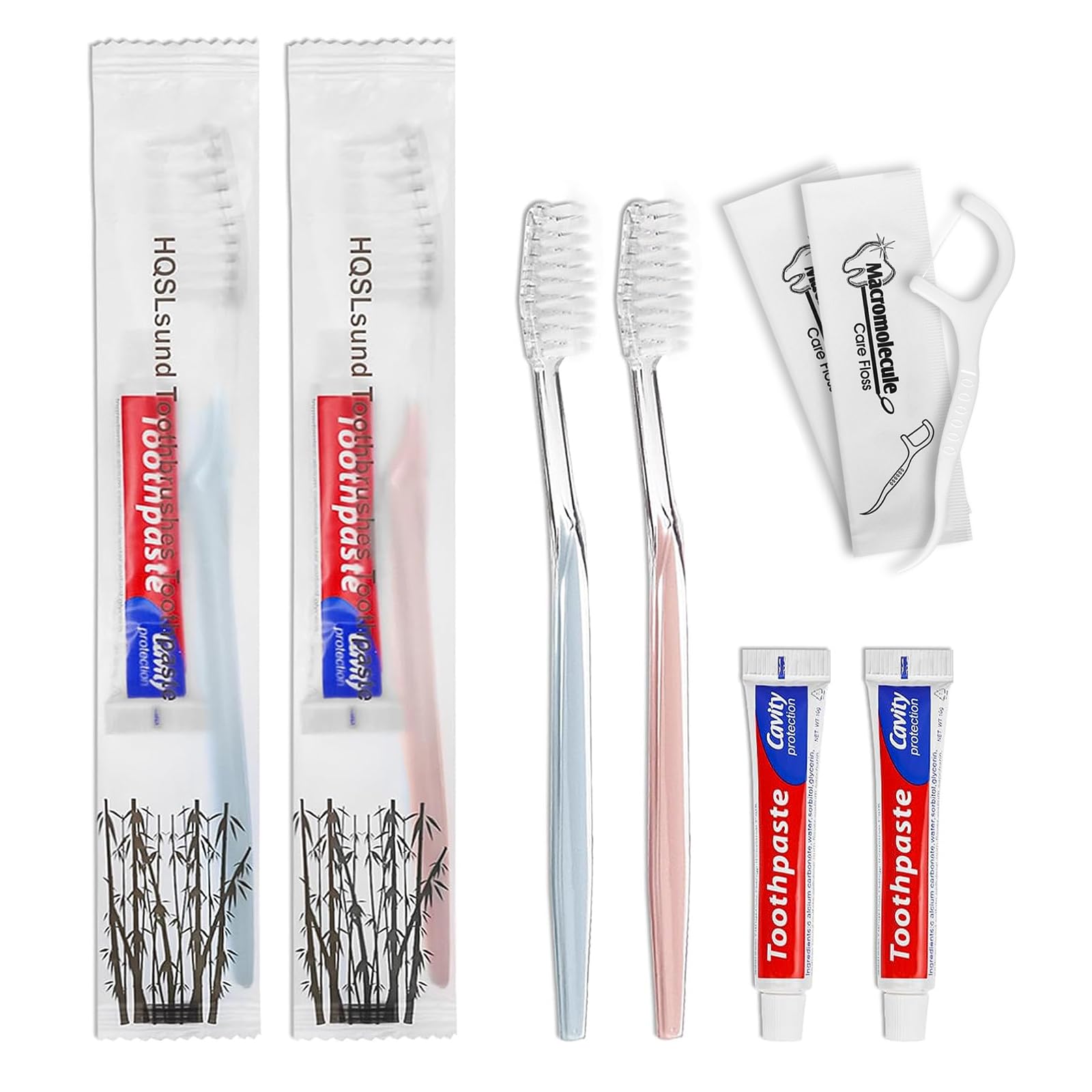 100 pcs Disposable Toothbrushes Bundle with 150 Pack Dental Floss Picks