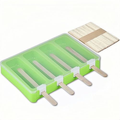 Juego de 4 moldes para hacer paletas de helados, moldes para hacer helados, accesorios de cocina, fácil liberación, leche materna, reutilizable, sin