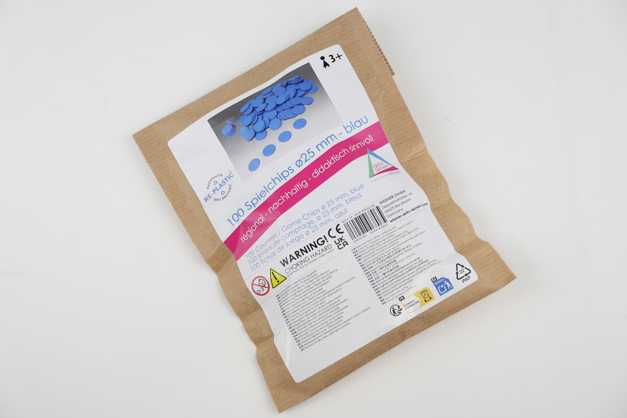 100 Jetons De Jeu Jaunes 25mm - En Plastique Recyclé RE-Plastic | Pour Jeux De Société Et Comptage