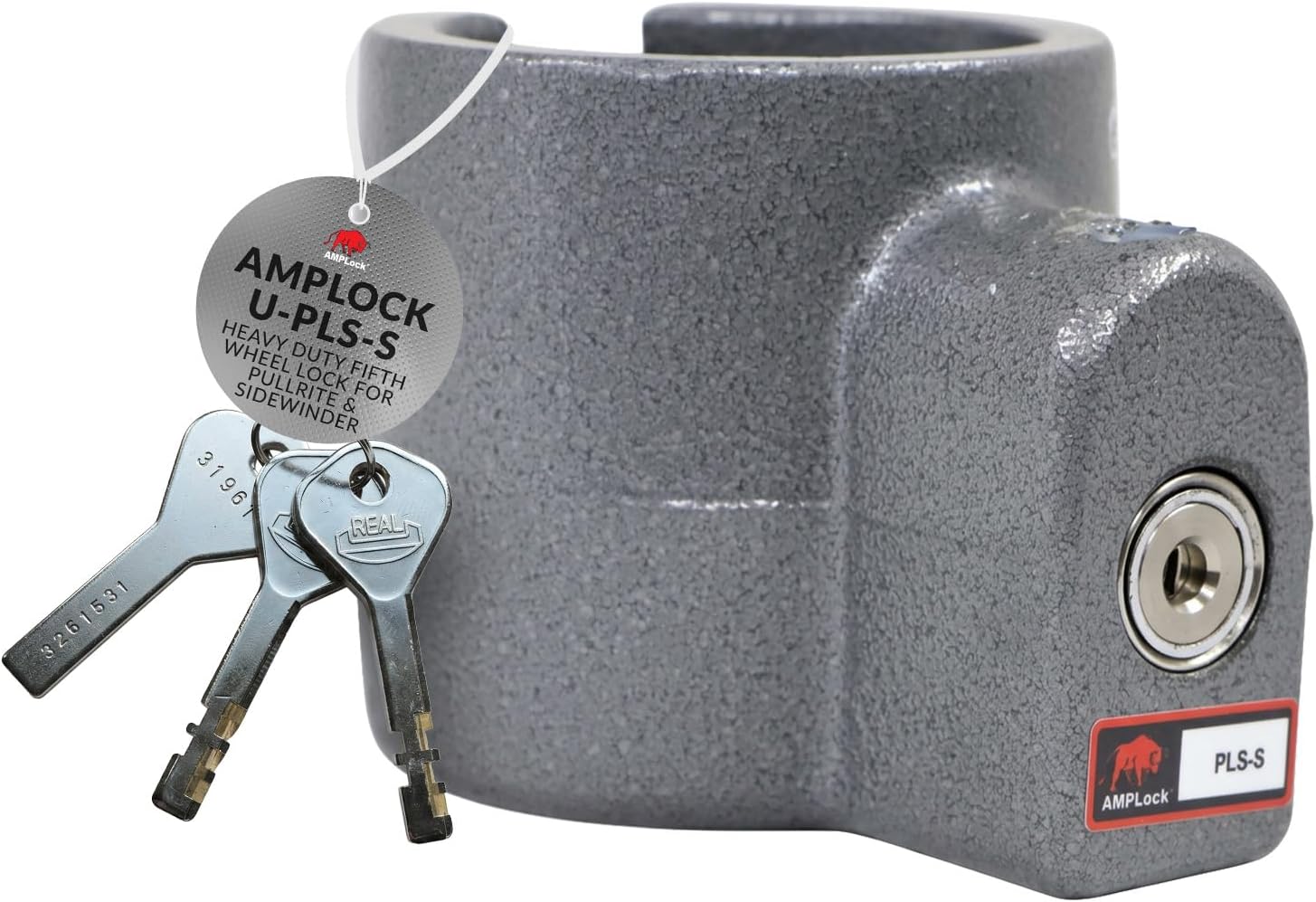 AMPLock - U-PLS-S Heavy Duty King Pin Locks for 5th Wheel - Pullrite/Sidewinder Style for - Anti Theft Trailer Hitch Lock, Patented Keyed Alike Commercial and Travel Trailer Hitch Locks with Keys