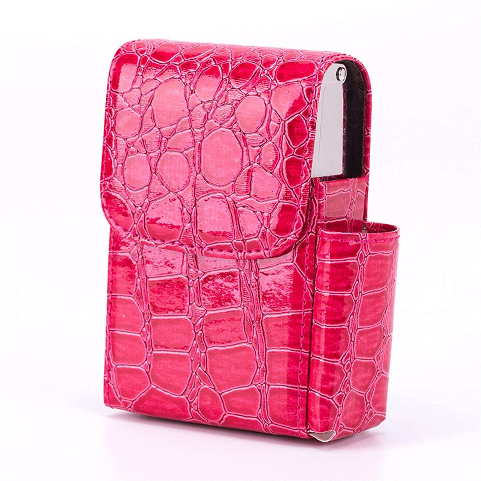 Portasigarette in pelle, ultra sottile, portatile, con slot per accendino e passante per cintura, accessorio perfetto per fumare e regalare