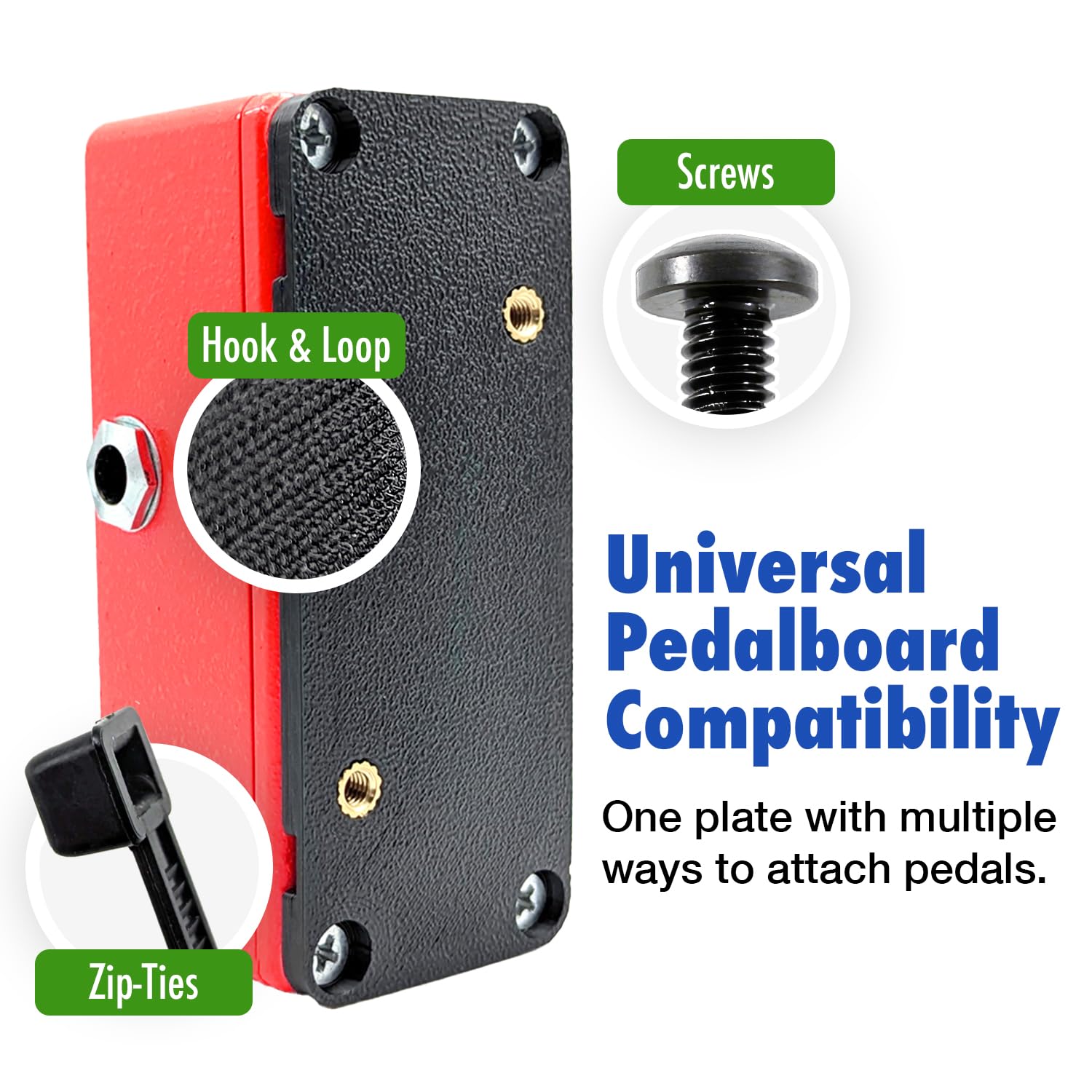 Pedal Mounting Plate – Fits Select Guitar Effects Pedals – Universal Pedalboard Compatibility Including Temple Audio Templeboards, Hook and Loop, Zip-Ties (1590B Compact) : Musical Instruments