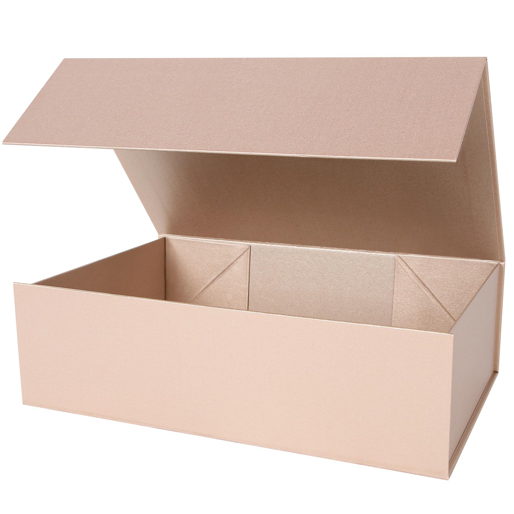 AimyooGold Collapsible Gift Box with Magnetic Closure Lids 13.8x9x4.3 in, Large Bridesmaid Groomsman Proposal Boxes, Rectangle Present Box for Graduation Birthday Storage 1 Pack