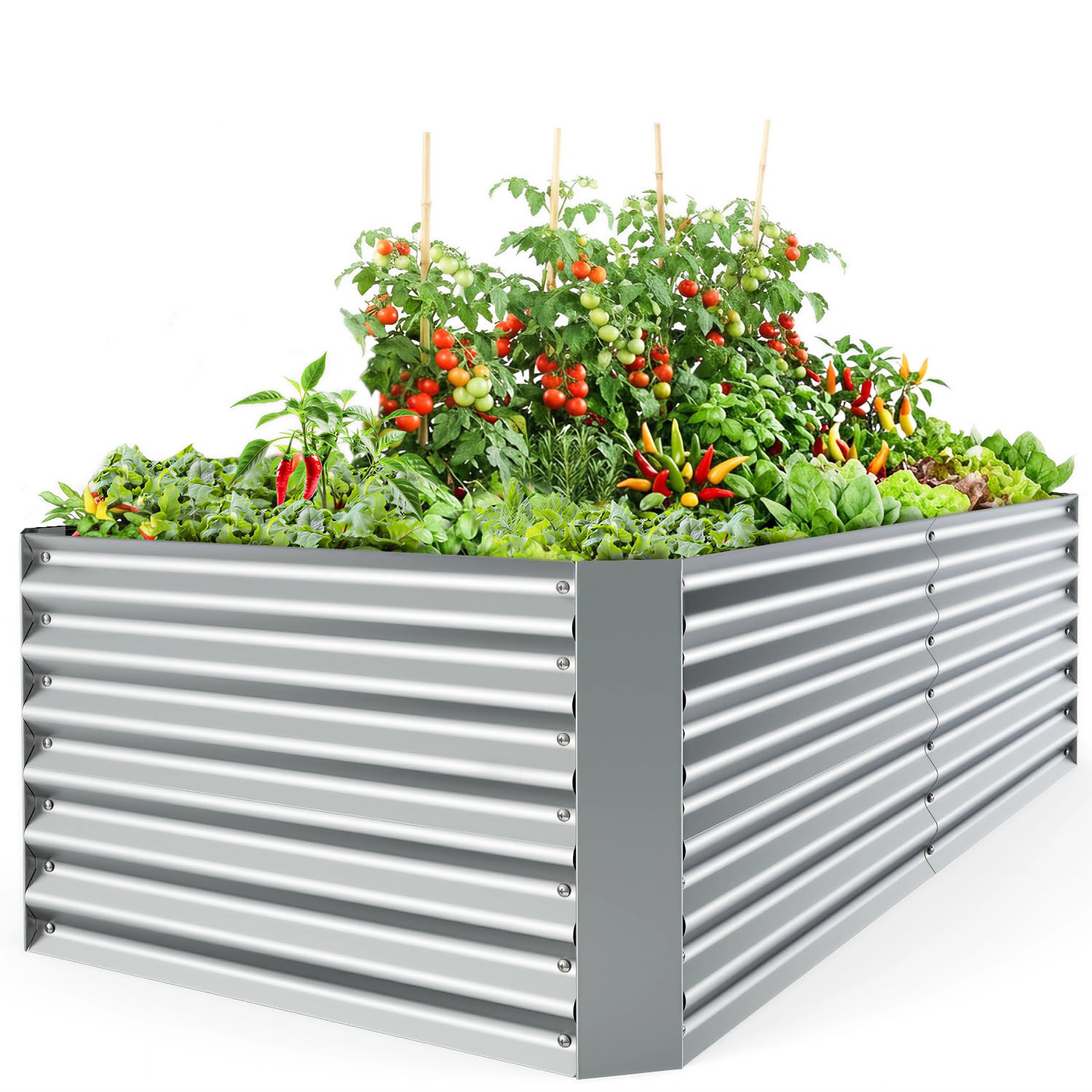 Ohuhu Hochbeet Metall Pflanzenbeet 180x90x60cm, Wetterfestes Stahlblech Hochbeete für Gemüse Erhöhte Extragroße, Gemüsebeet Pflanzkasten Frühbeet Gartenbeet Pflanzkübel Blumenkasten für Garten