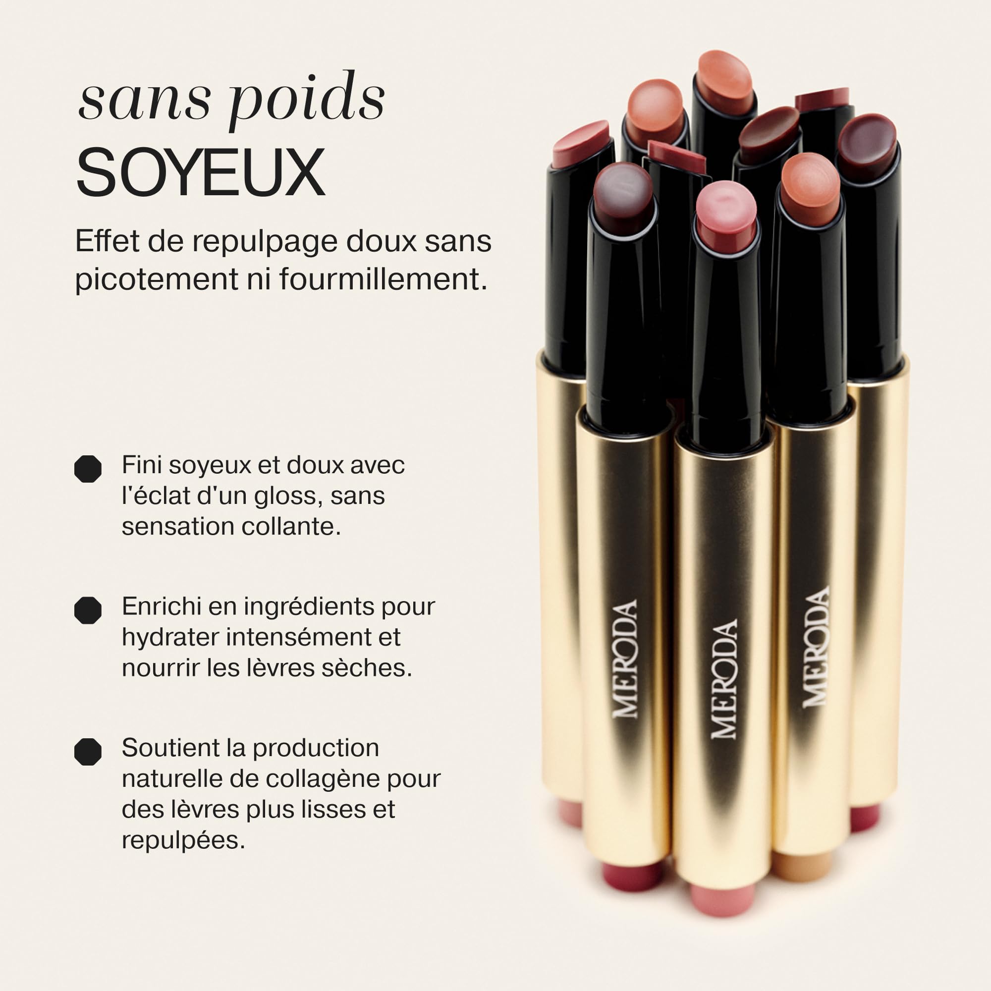 MERODA® Hydrating Lip Tint [PEACHY ROSE] - Encre à lèvres longue tenue pour des lèvres volumineuses & fini brillant - Teinte à lèvres rafraîchissante à l'acide hyaluronique, peptides & vitamine C