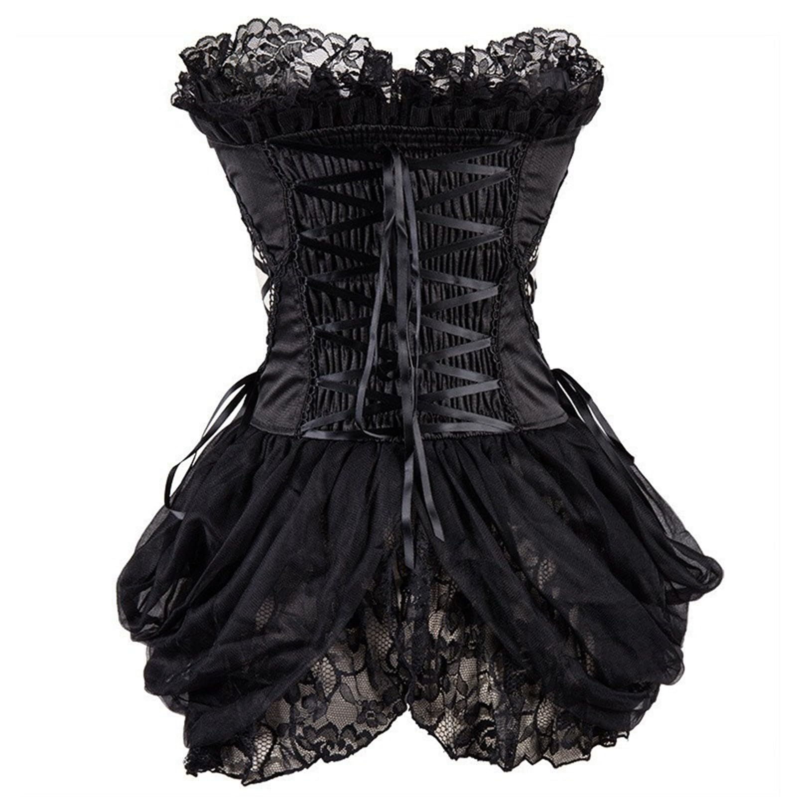 Generico Corsetto Donna Medievale Stecche Pizzo Spalline Stile Corte