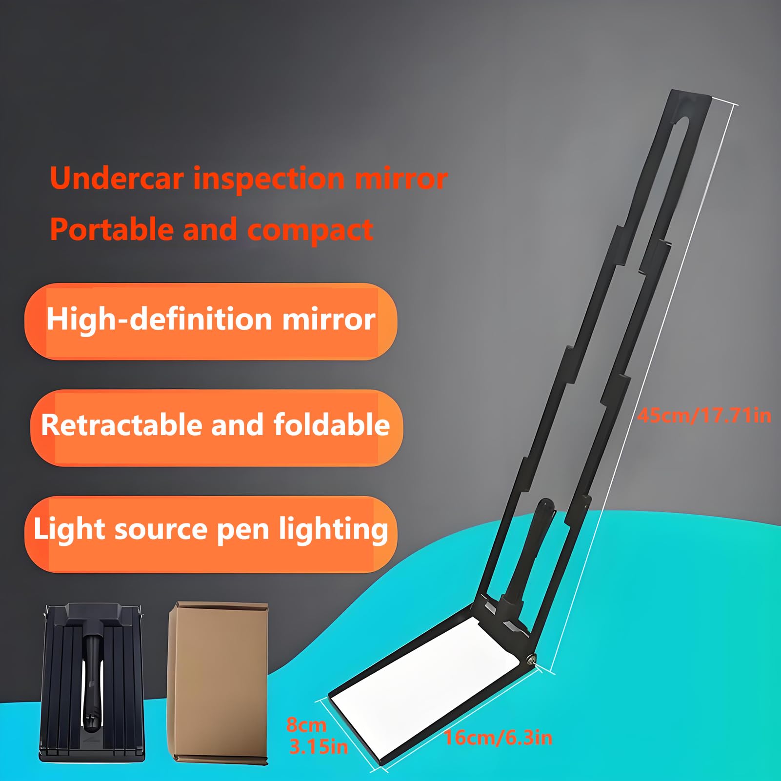 Specchietto di Ispezione Sottoscocca Regolabile, con Maniglia Telescopica E Luce LED, per Auto, Camion E Ispezioni di Sicurezza.