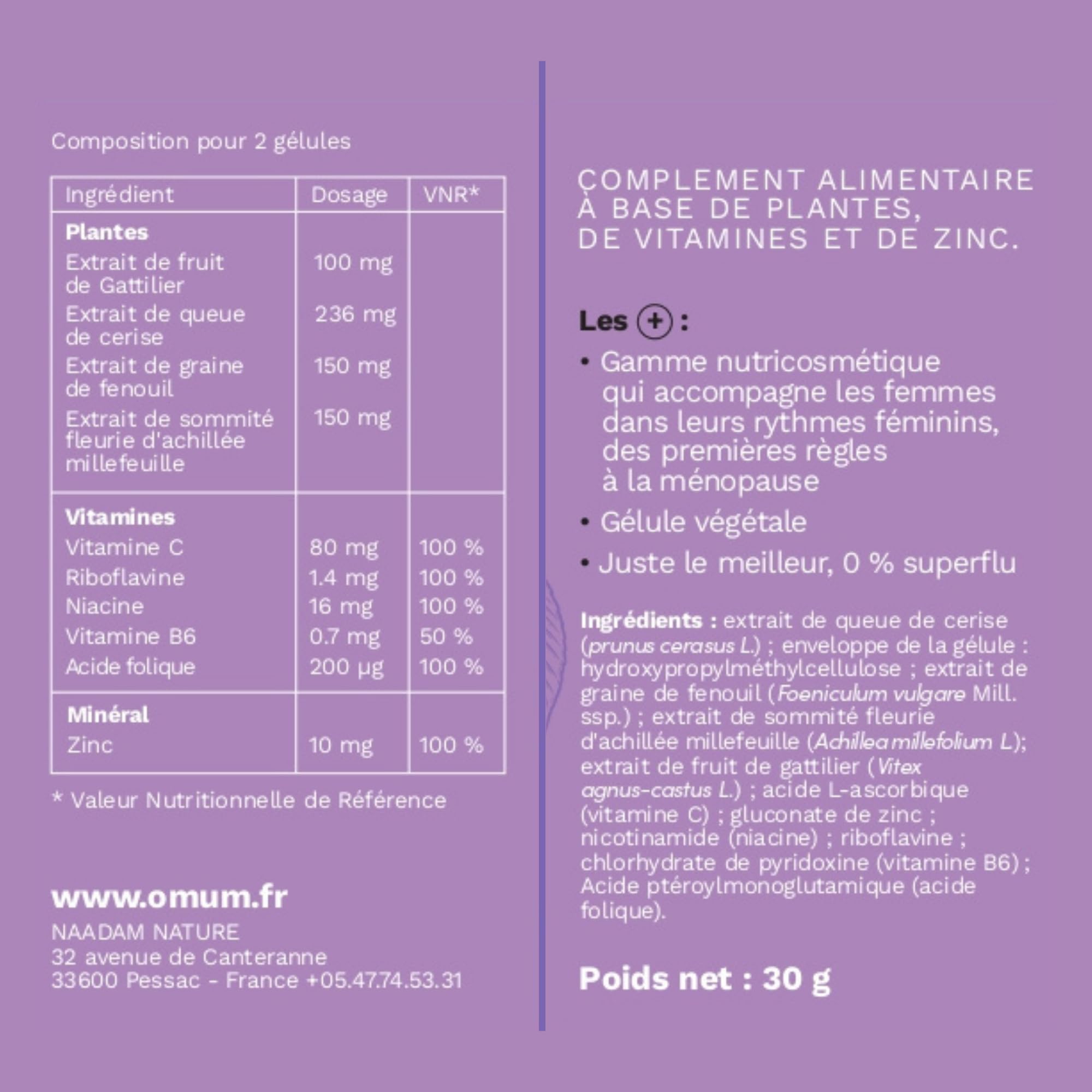 OMUM - Duo SPM, règles et cycles - Mon Cycle Zen sommeil et humeur + Mon Cycle Confort compléments
