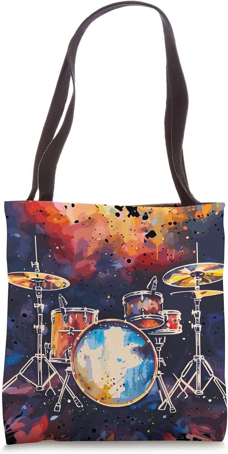 Drum Set Synthwave Musical Instrument Tote Bag