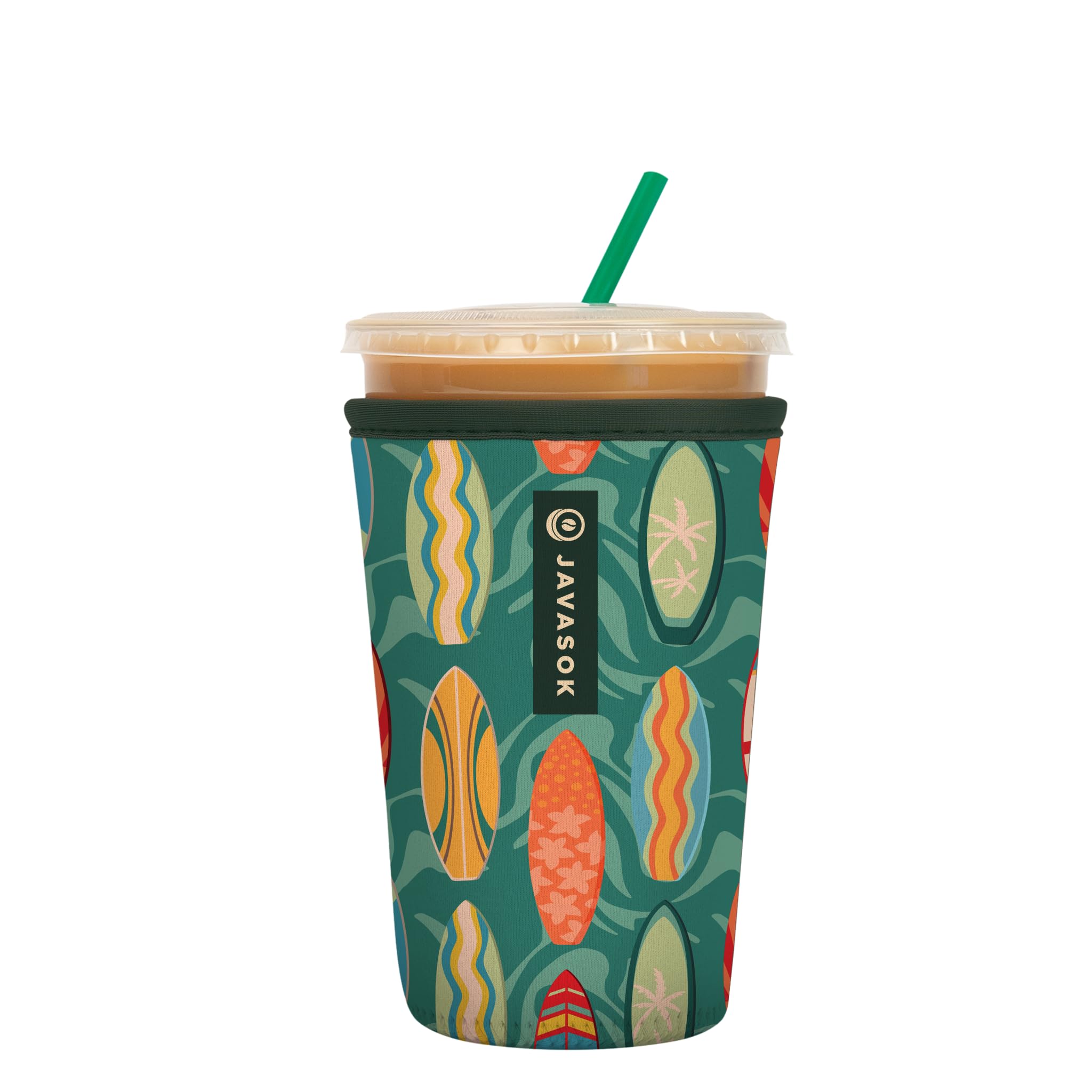 Sok It JavaSok Iced Coffee & Cold Soda Insulated Neoprene Cup Sleeve (Surfs Up, Medium: 22-28oz)